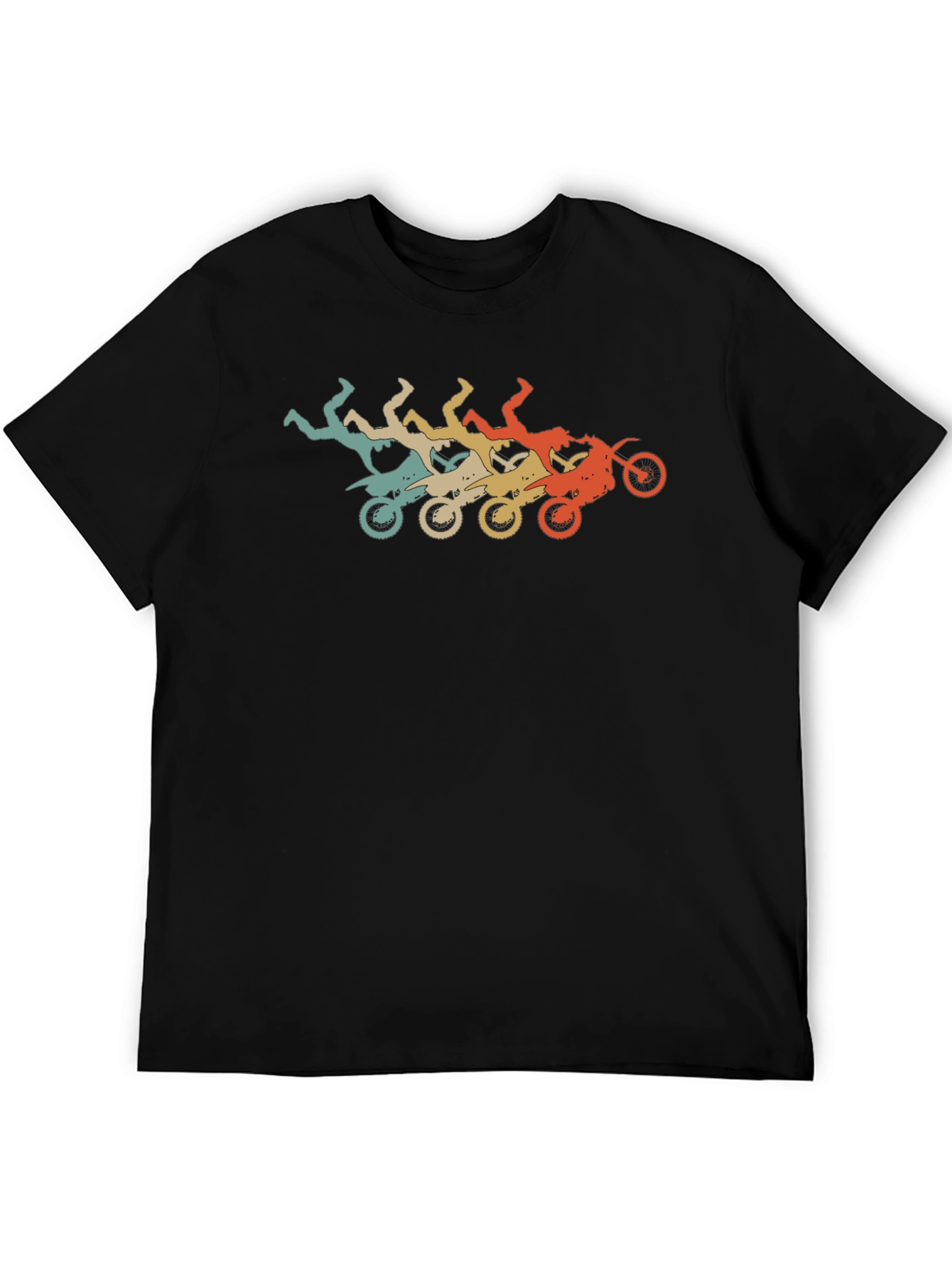 Retro Motocross Stunt Black T-Shirt