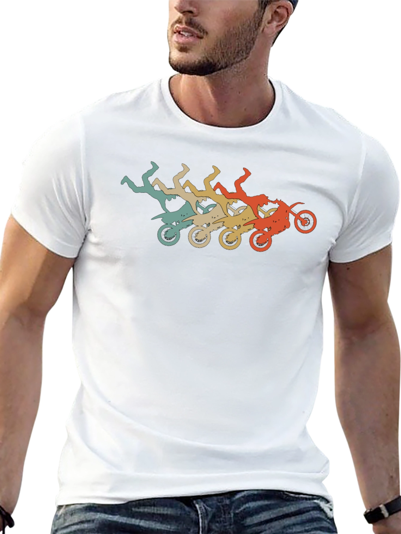 Retro Motocross Stunt Black T-Shirt