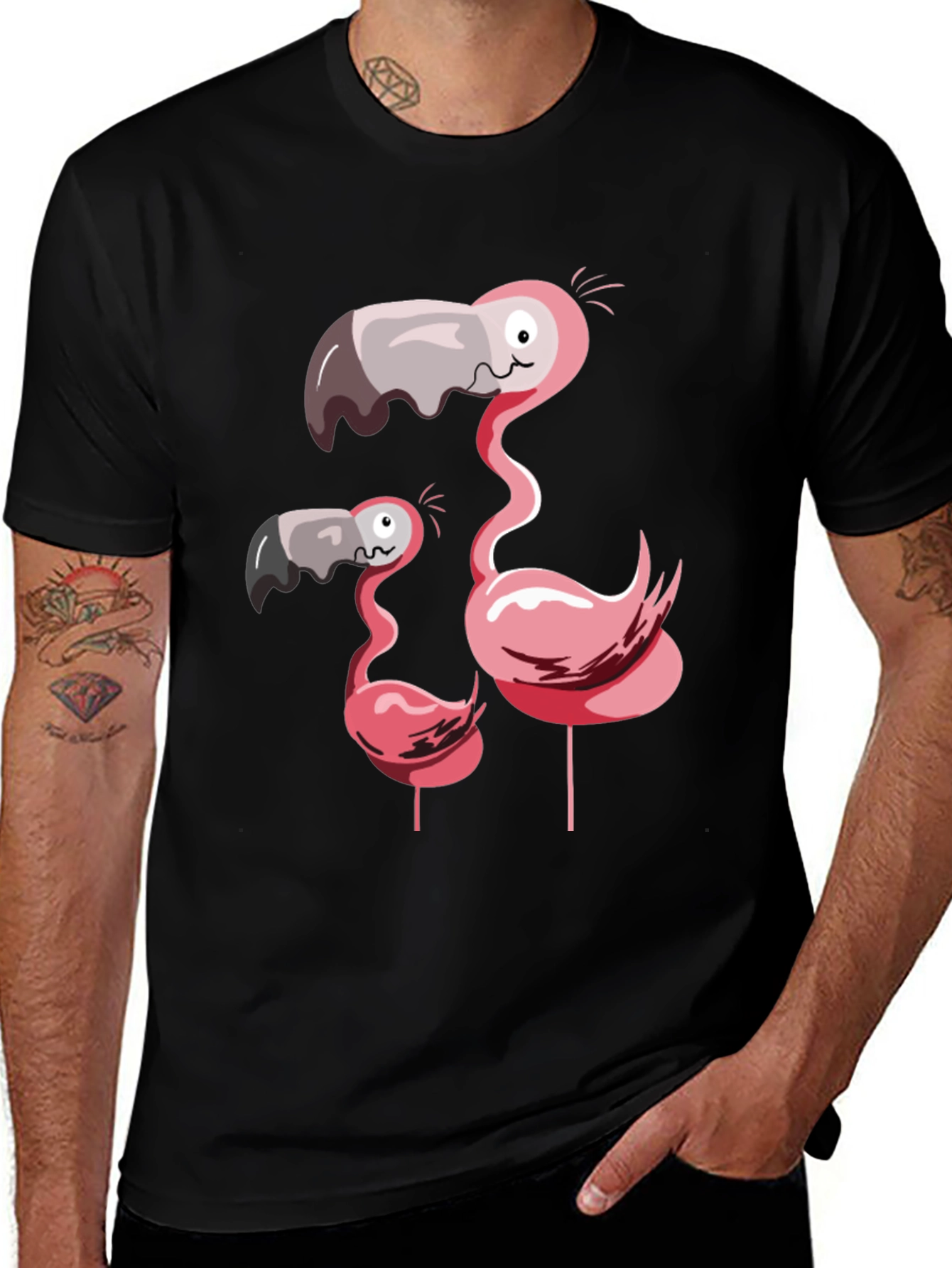 Funny Flamingo Family Graphic T-Shirt