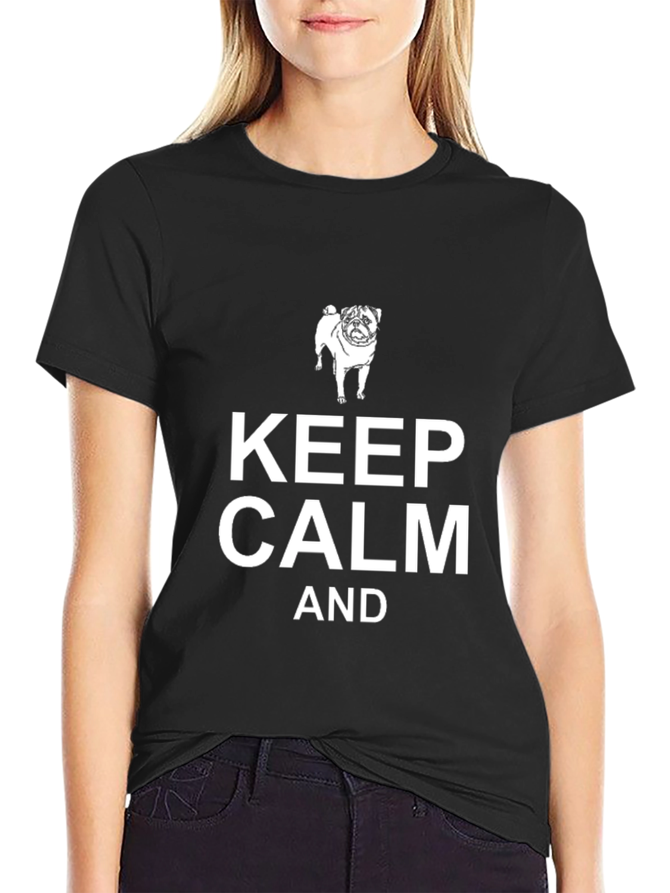 Keep Calm and Pug On Black T-Shirt