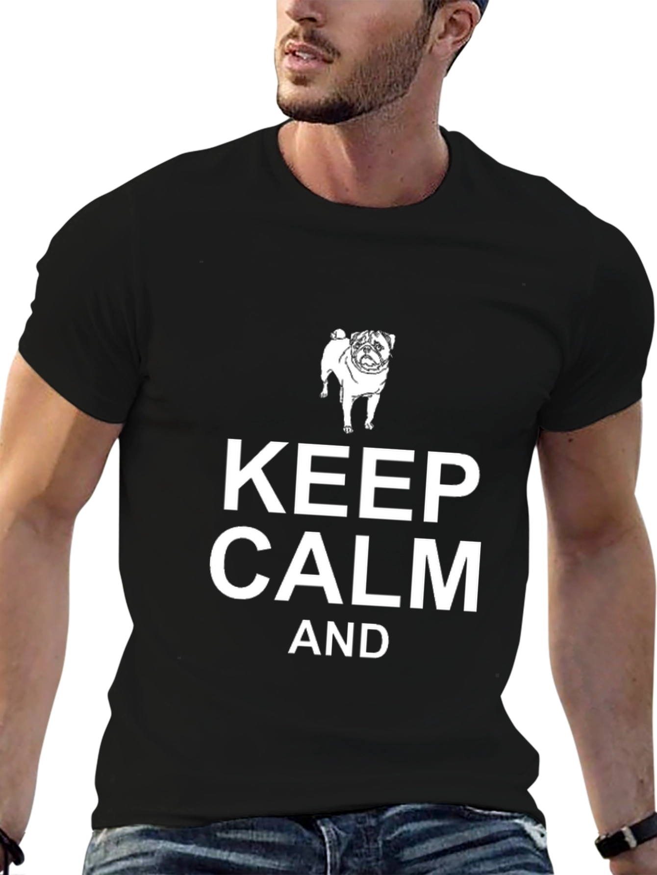 Keep Calm and Pug On Black T-Shirt