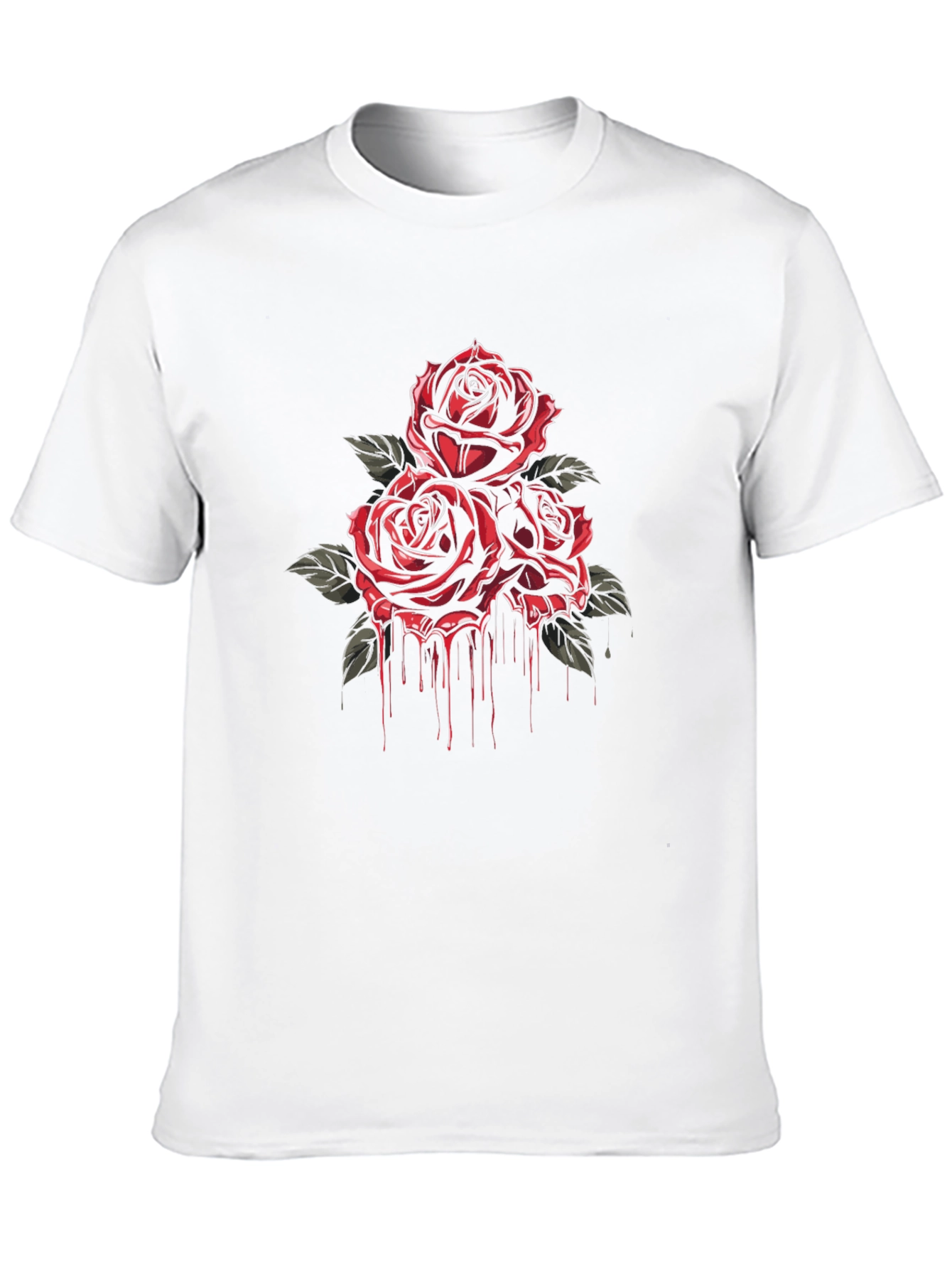 Crimson Rose Drip Graphic Tee - Black