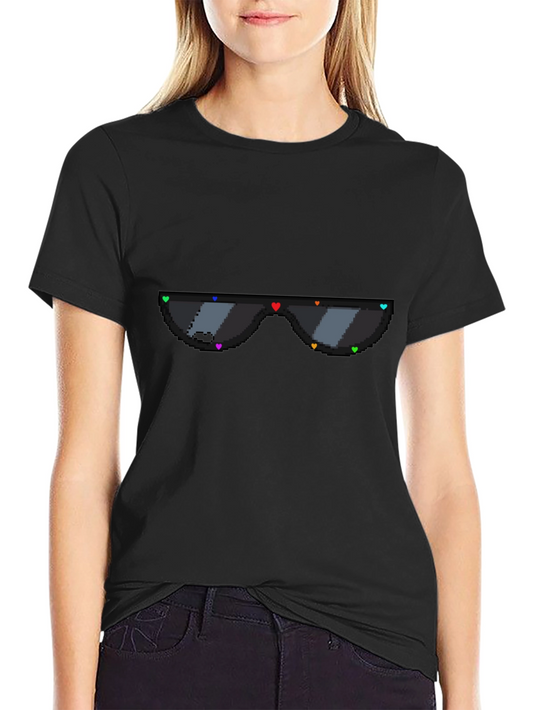 Pixel Heart Sunglasses Graphic Tee - Black
