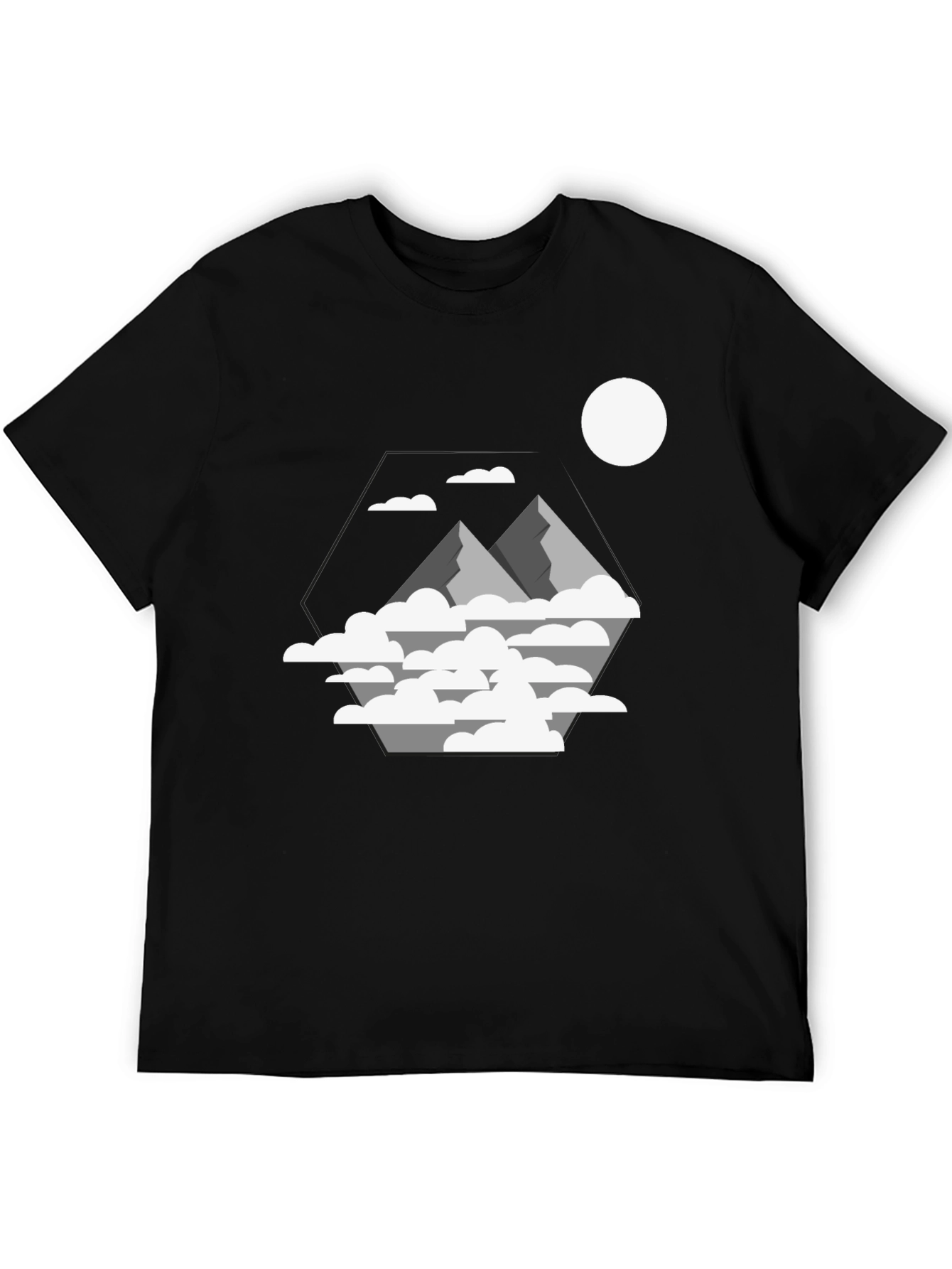 Mountains & Clouds Graphic T-Shirt - Black