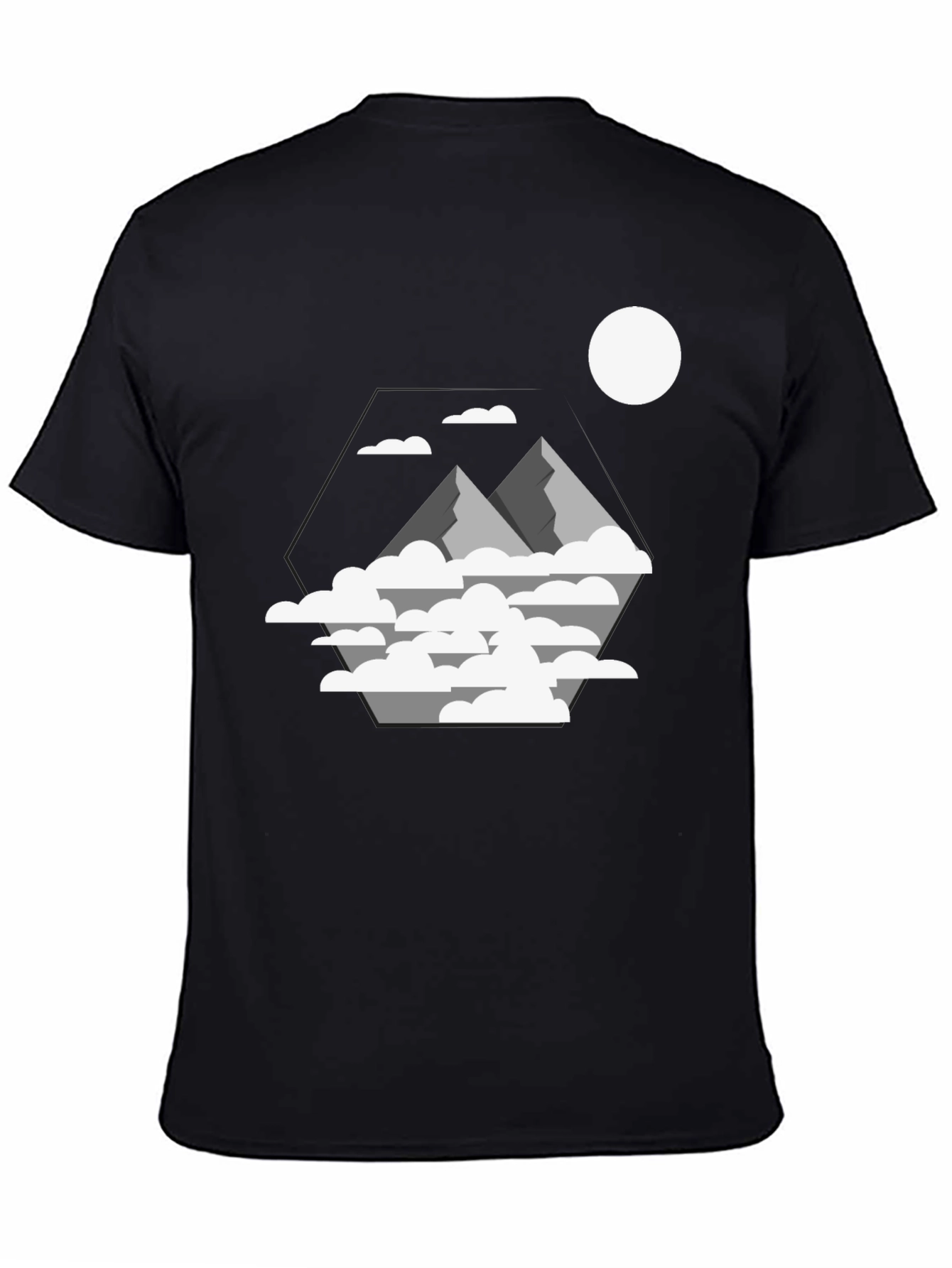 Mountains & Clouds Graphic T-Shirt - Black