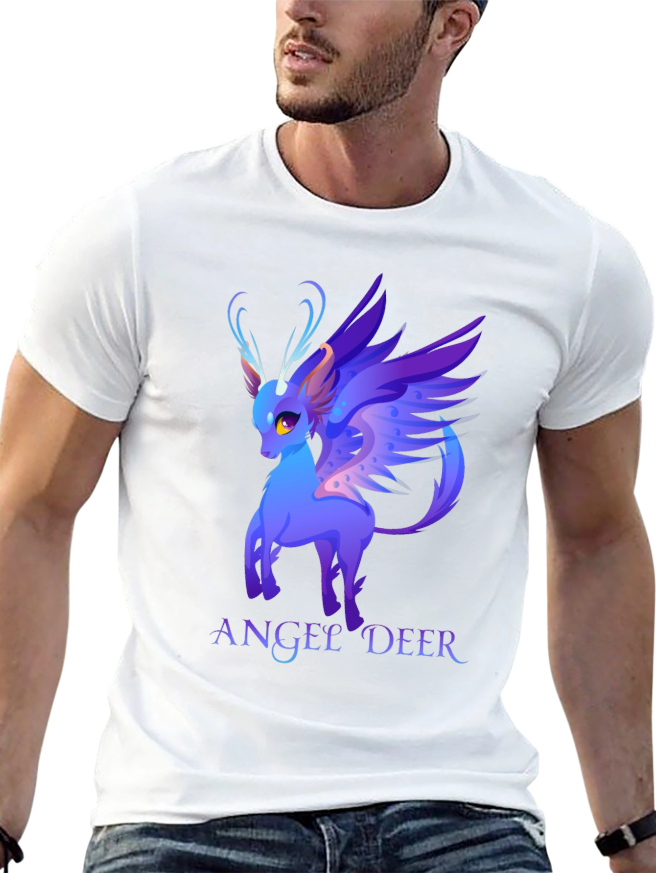 Angel Deer Graphic Tee - Fantasy Animal Shirt
