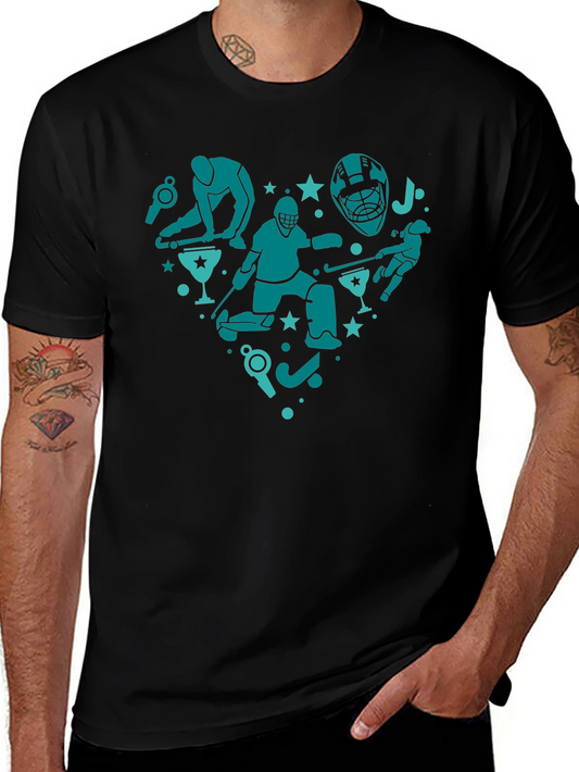 Hockey Heart Graphic T-Shirt - Black