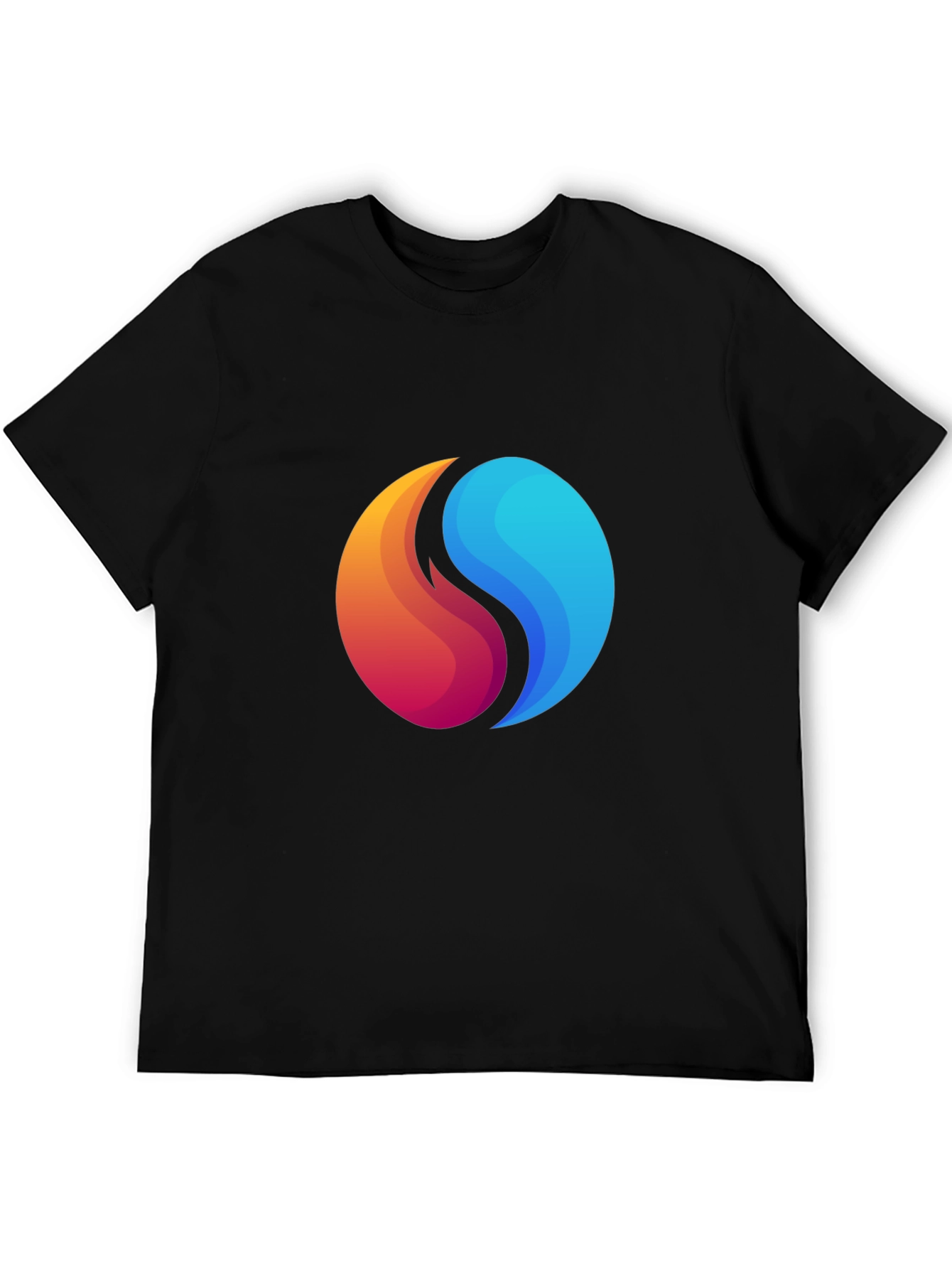 Yin Yang Fire and Water Graphic Black T-Shirt