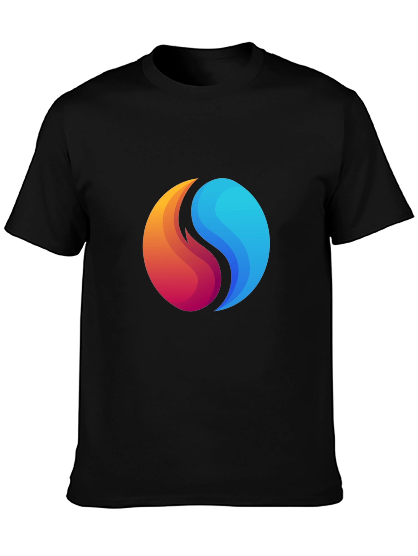 Yin Yang Fire and Water Graphic Black T-Shirt