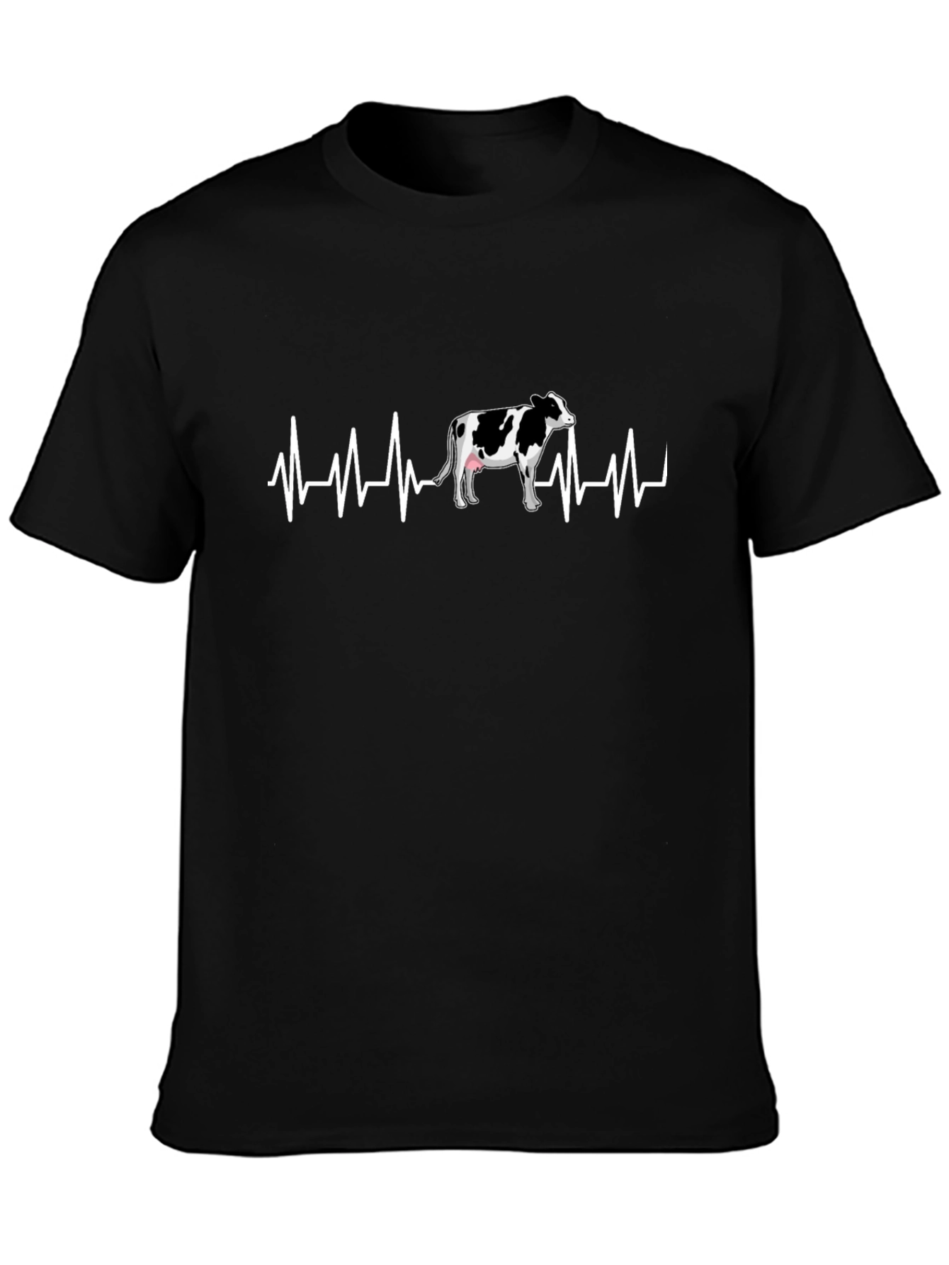 Cow Heartbeat T-Shirt - Black Graphic Tee