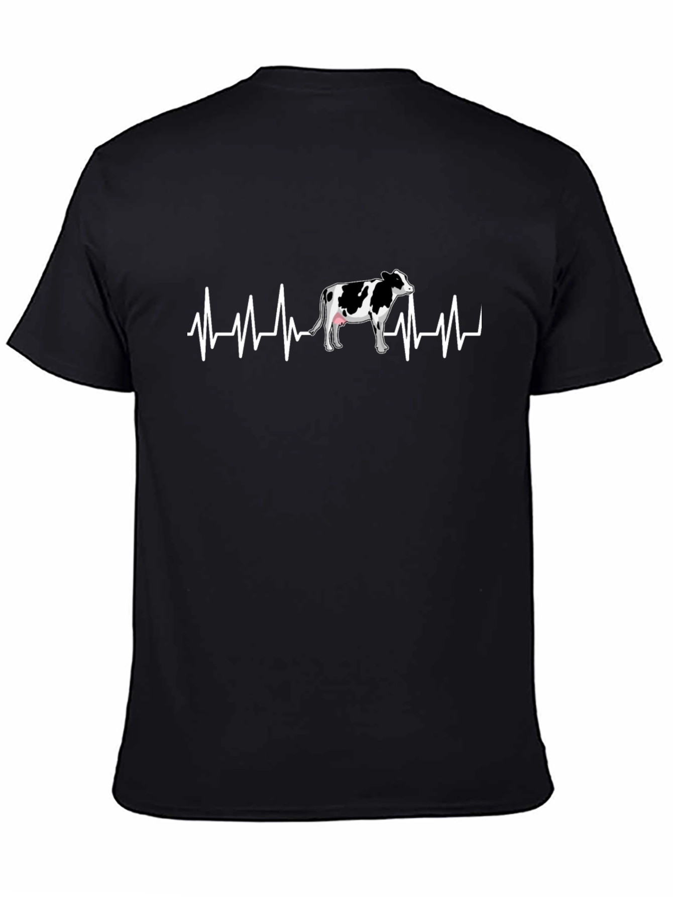 Cow Heartbeat T-Shirt - Black Graphic Tee
