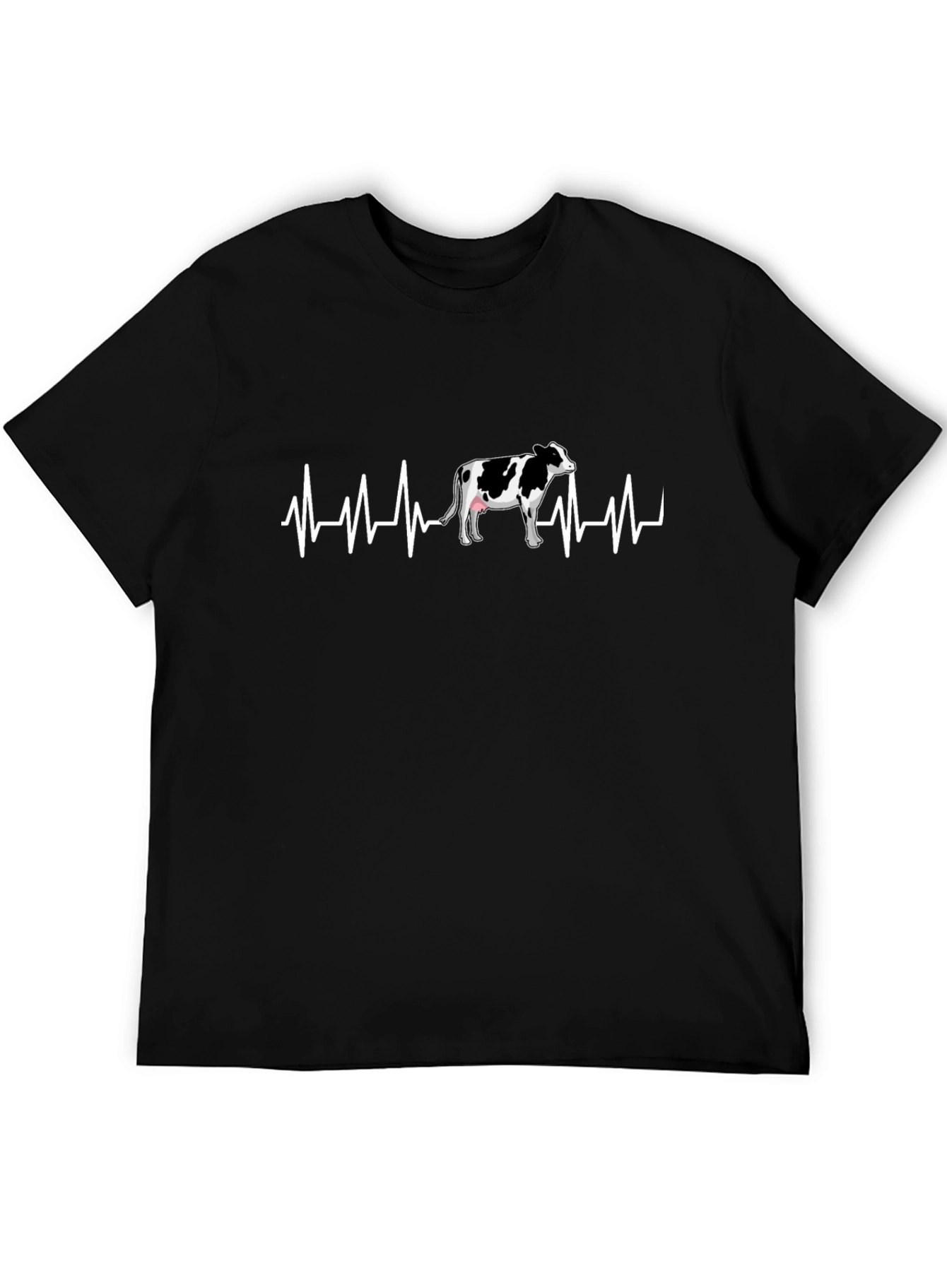Cow Heartbeat T-Shirt - Black Graphic Tee