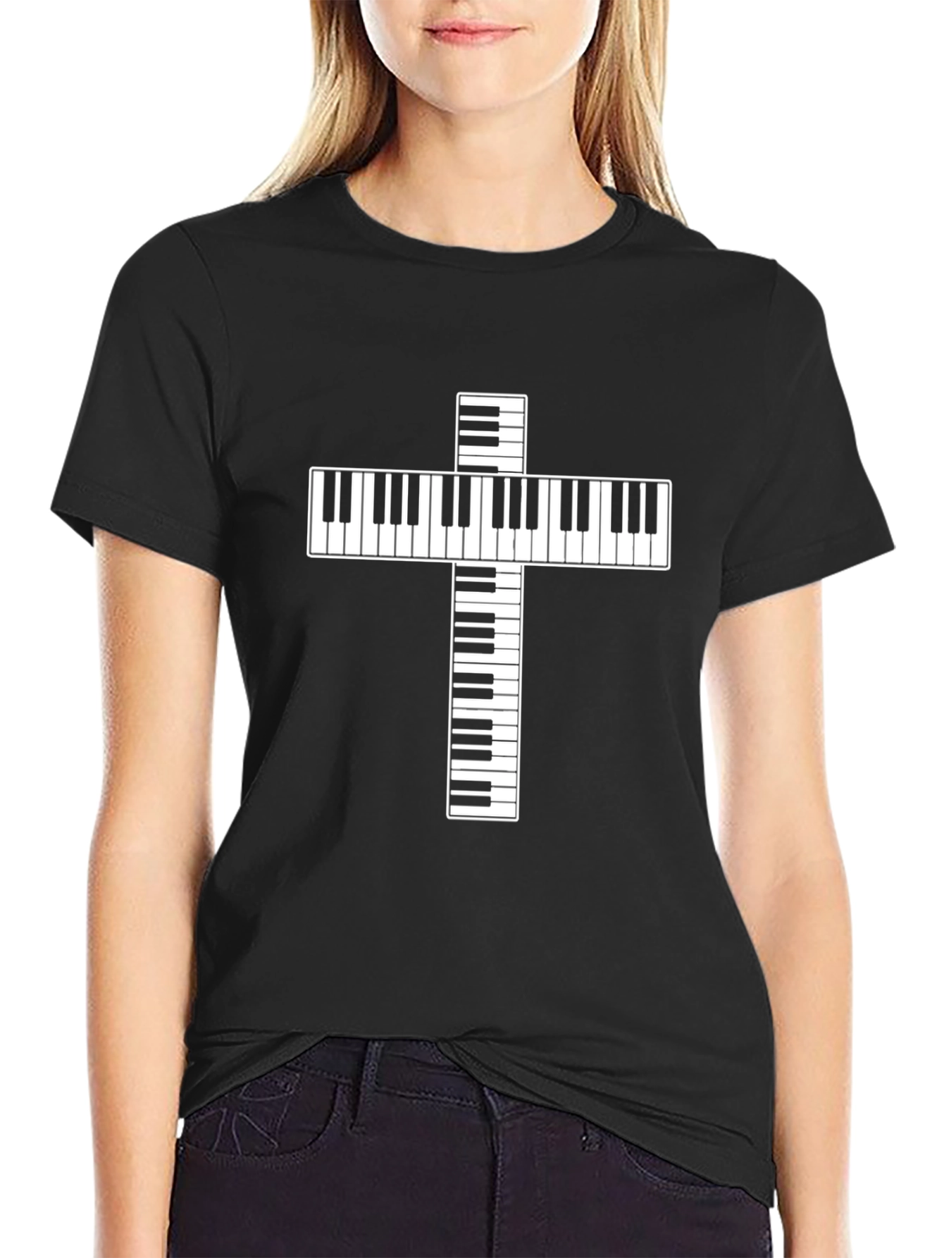Piano Keys Cross Graphic Tee