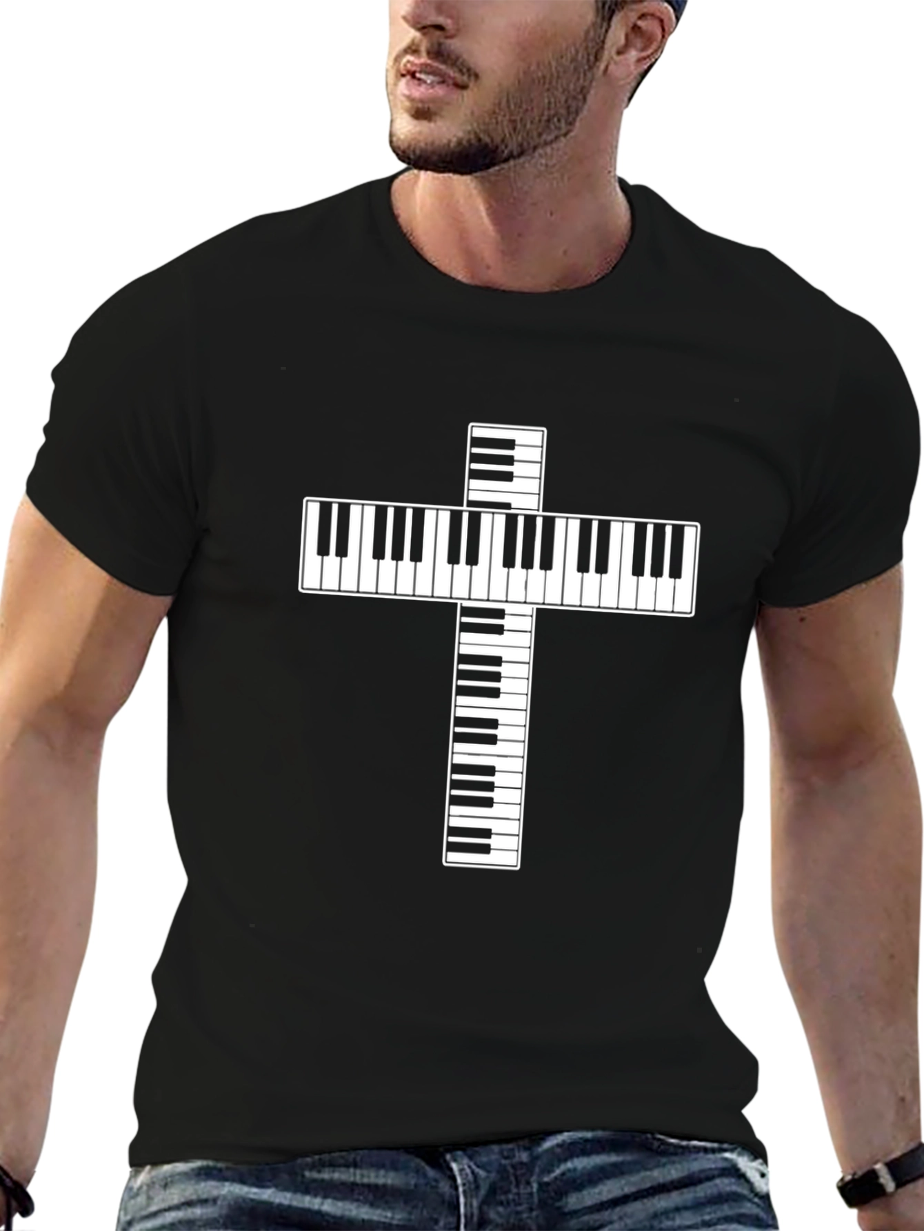 Piano Keys Cross Graphic Tee