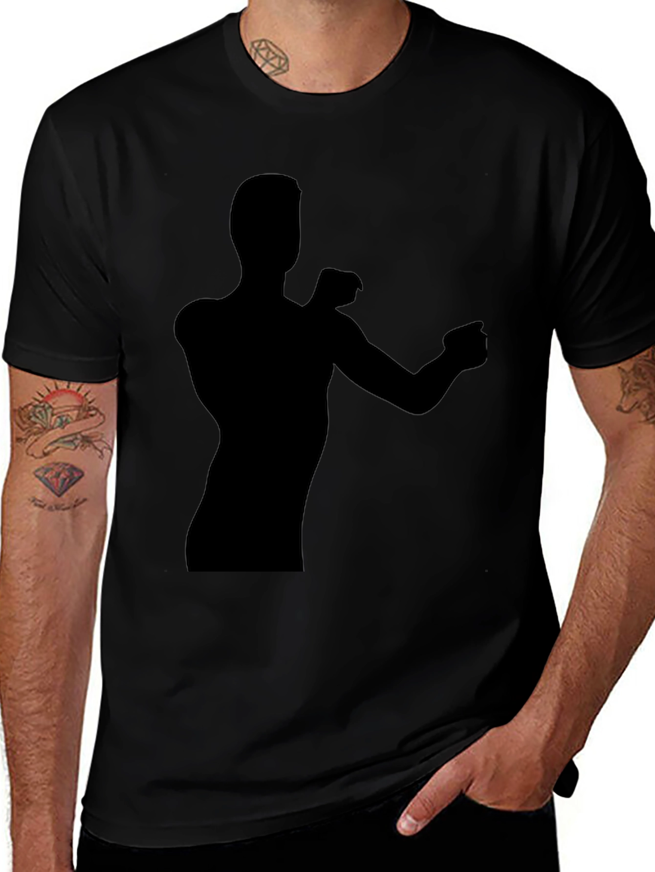 Silhouette Graphic Tee - Black Cotton Casual Shirt