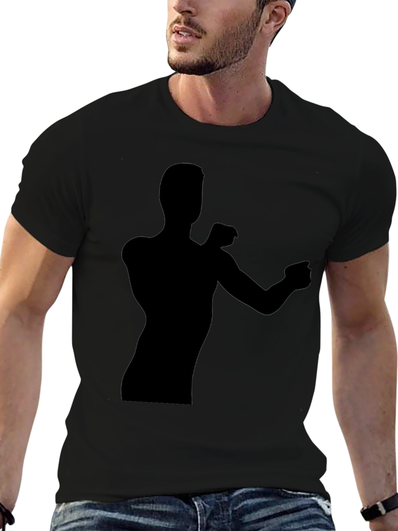 Silhouette Graphic Tee - Black Cotton Casual Shirt