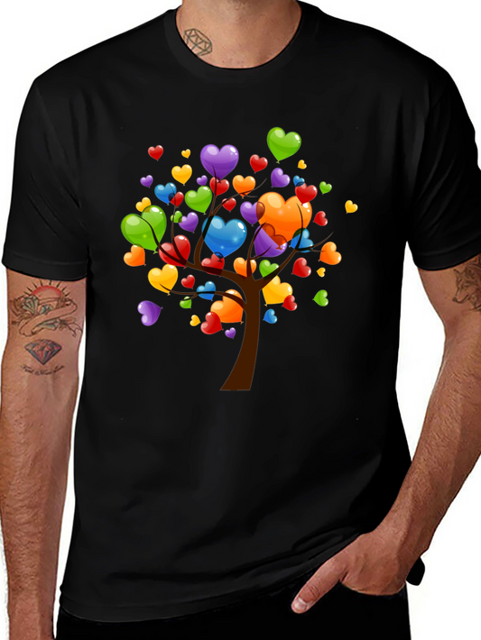 Heart Tree Graphic T-Shirt - Black Casual Tee
