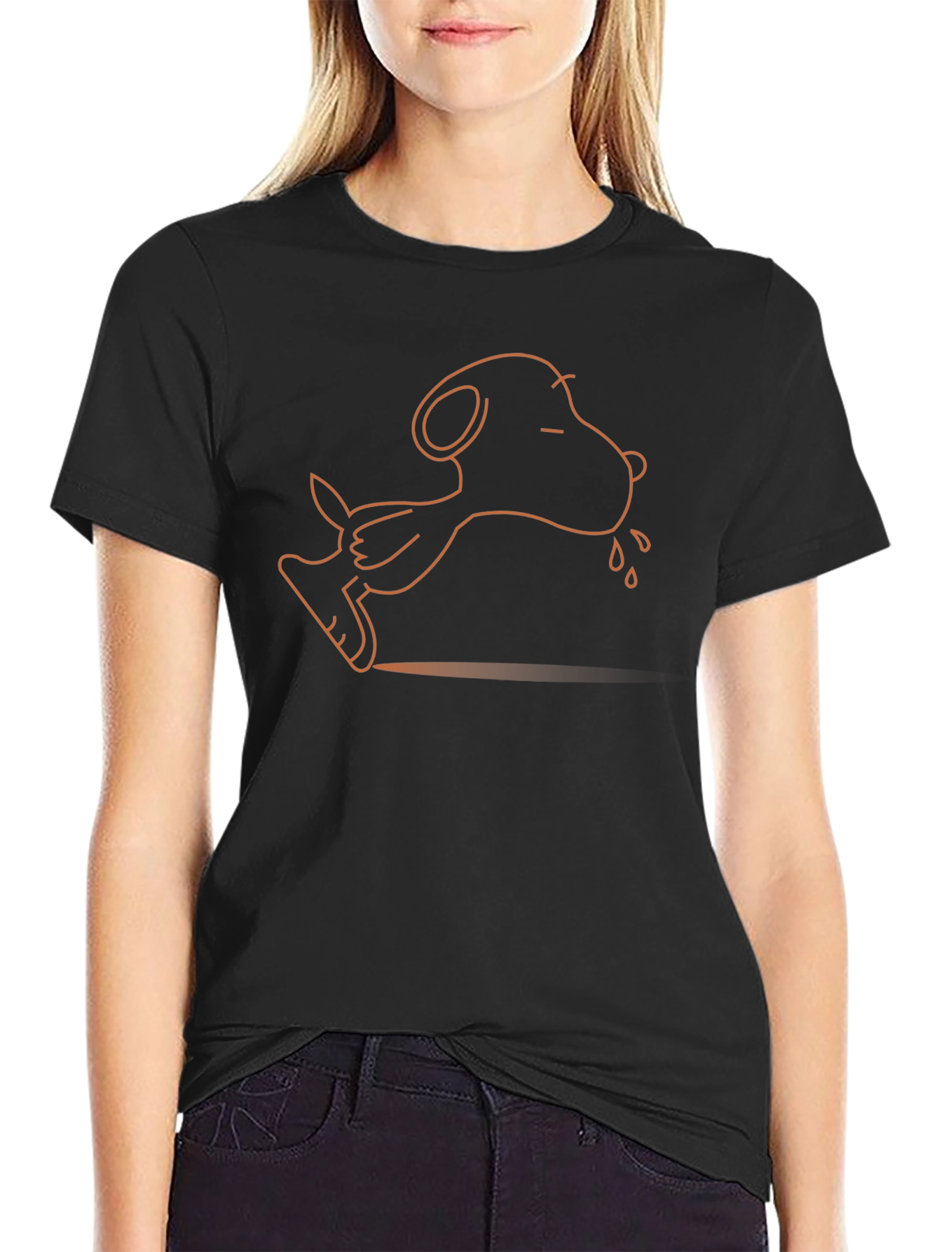 Snoopy Jogging Outline Graphic Black Tee