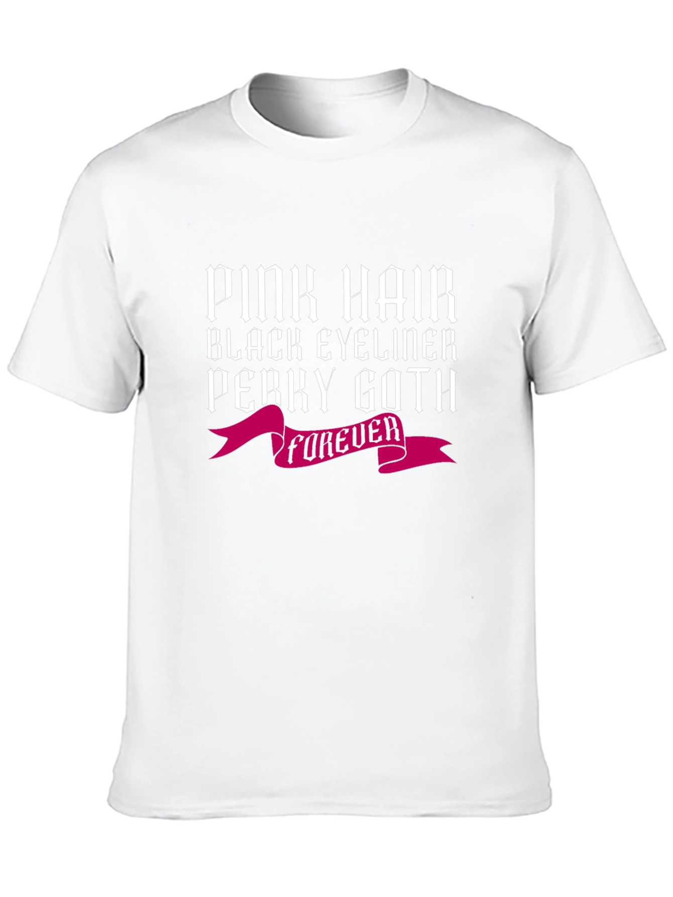 Pink Hair Perky Goth Black Tee