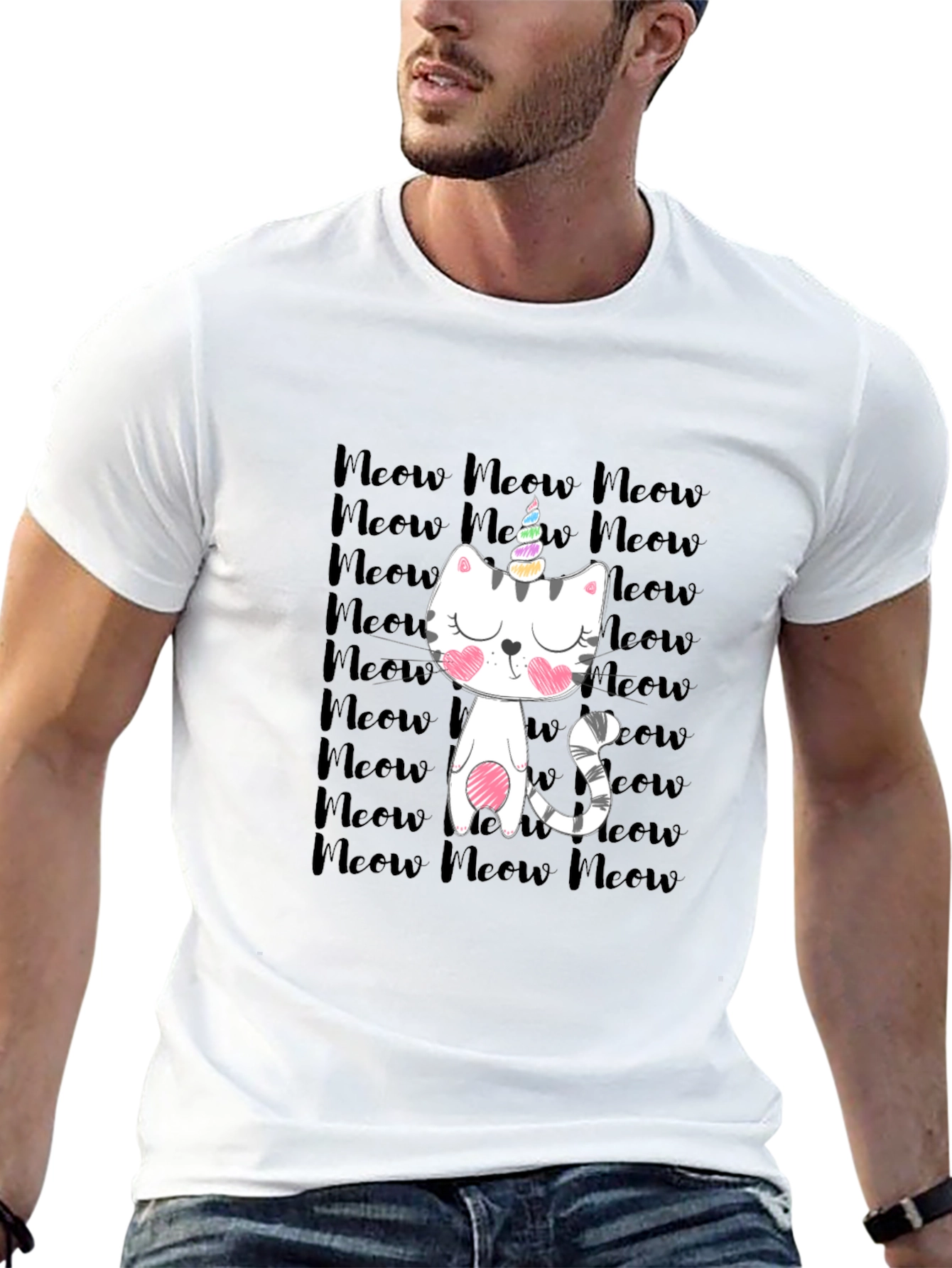 Unicorn Cat Meow Graphic T-Shirt