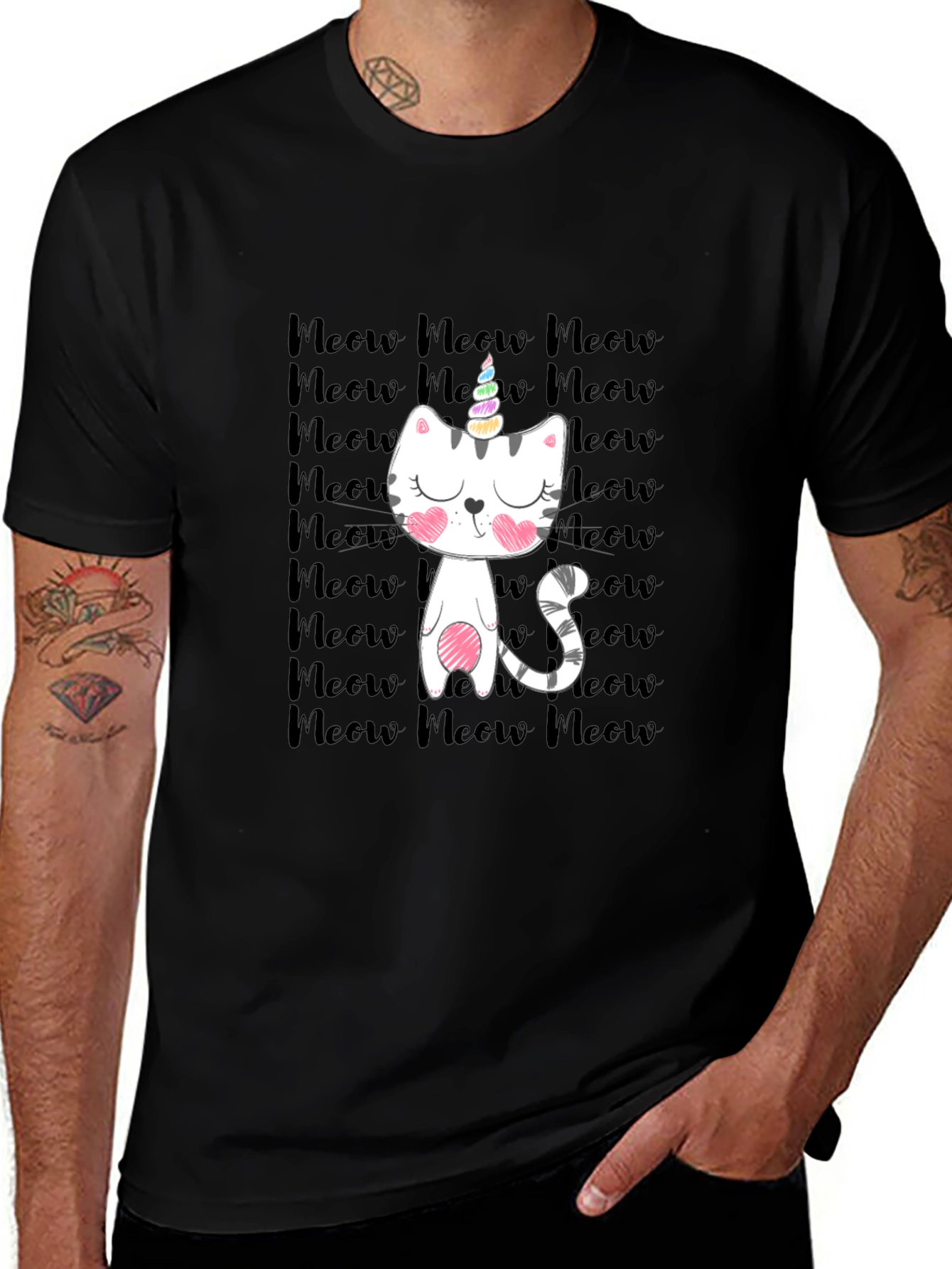 Unicorn Cat Meow Graphic T-Shirt