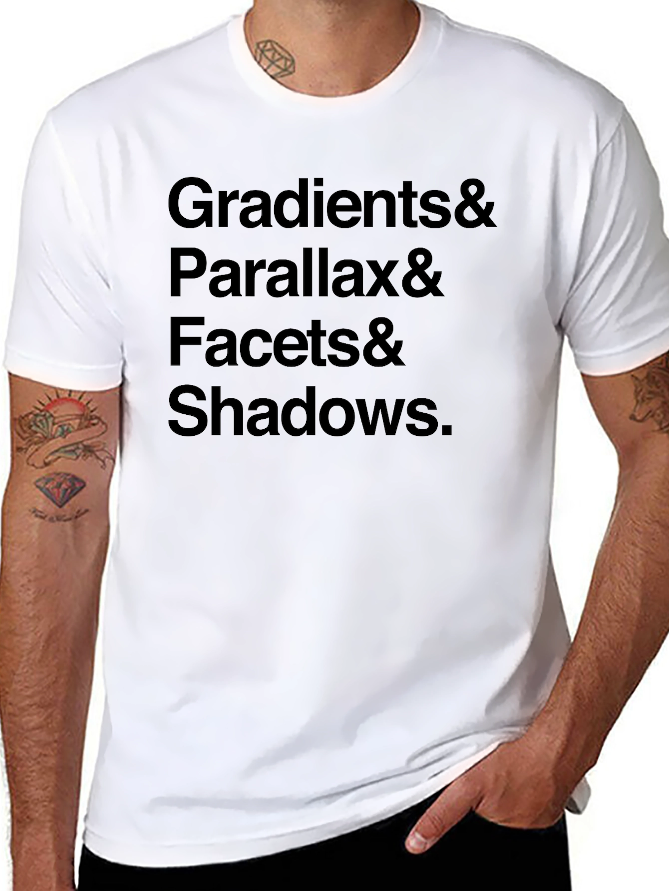 Gradients Parallax Facets & Shadows Black T-Shirt