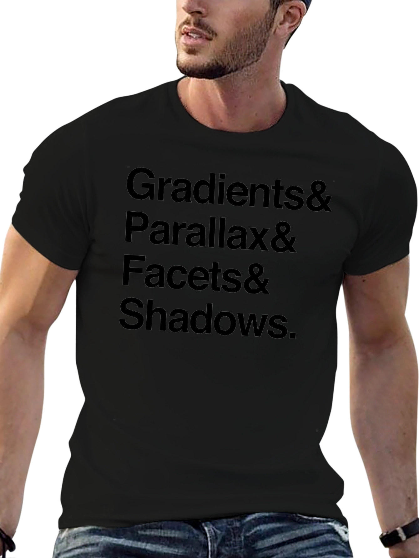 Gradients Parallax Facets & Shadows Black T-Shirt