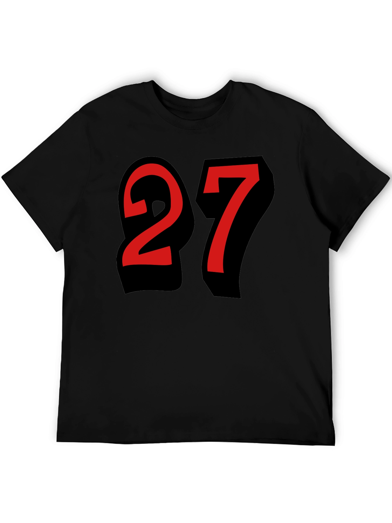 Number 27 Graphic Tee - Black Cotton Shirt