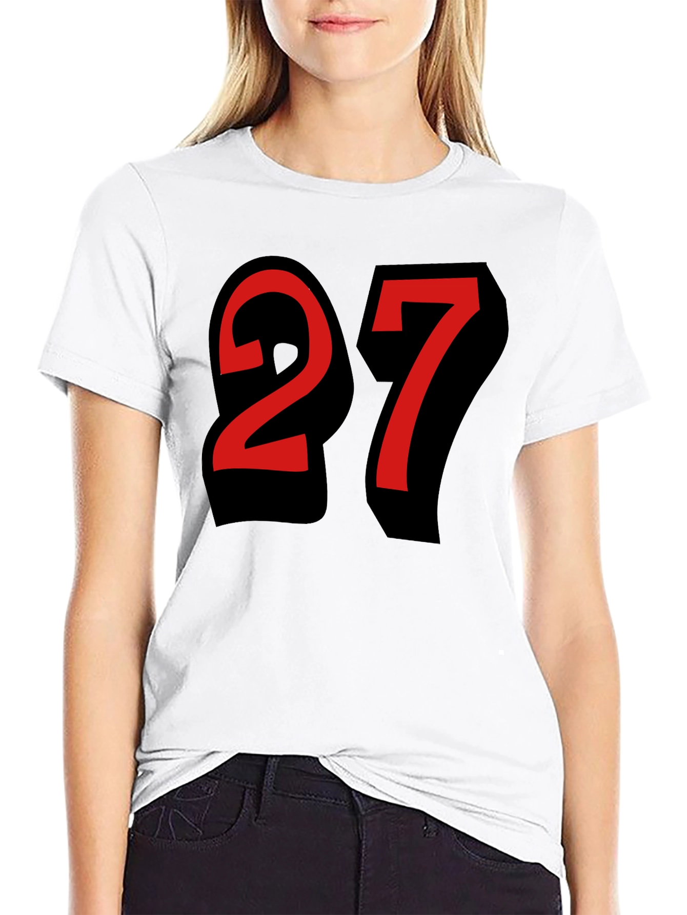 Number 27 Graphic Tee - Black Cotton Shirt