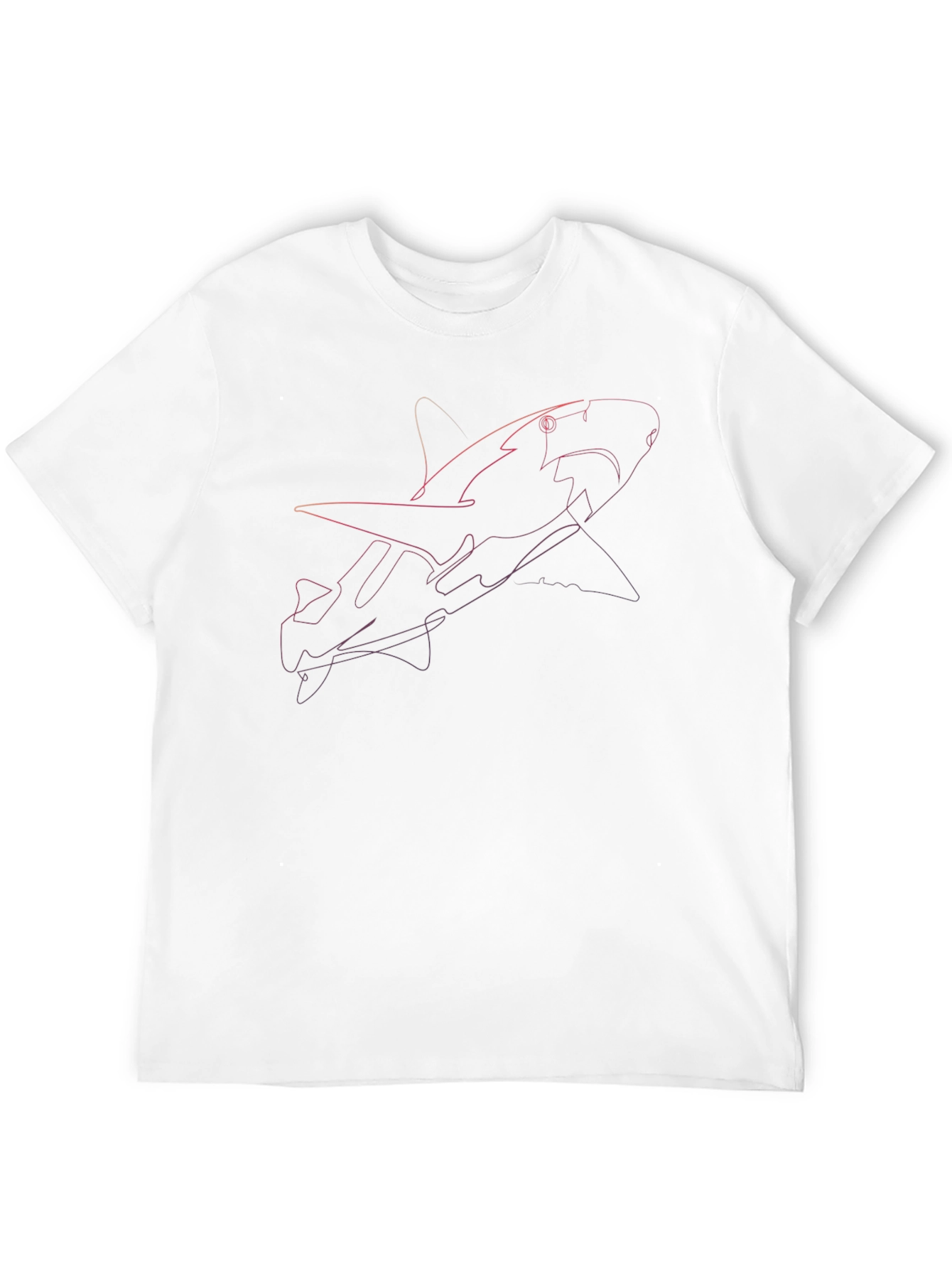 Shark Line Art T-Shirt - Casual Black Tee