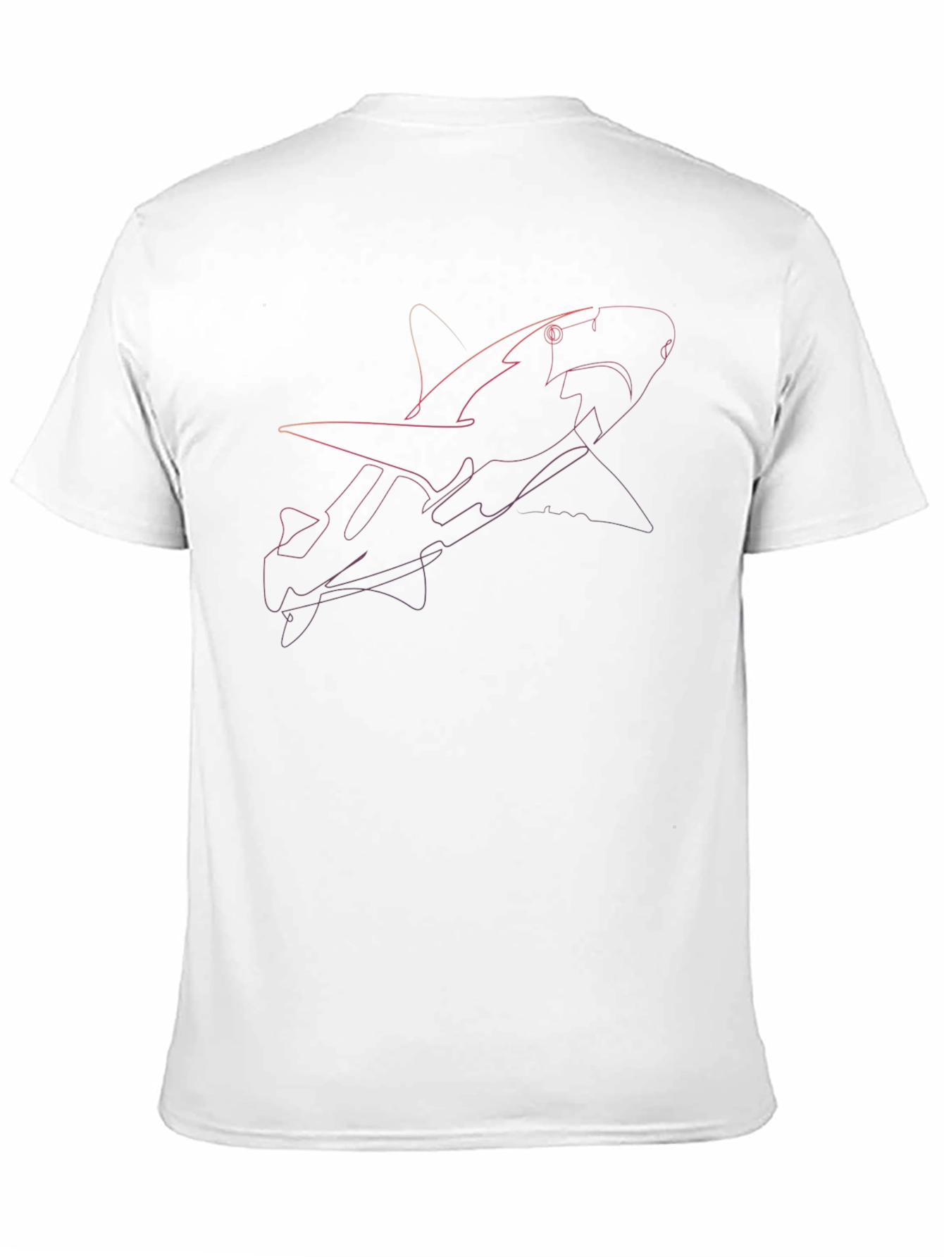 Shark Line Art T-Shirt - Casual Black Tee