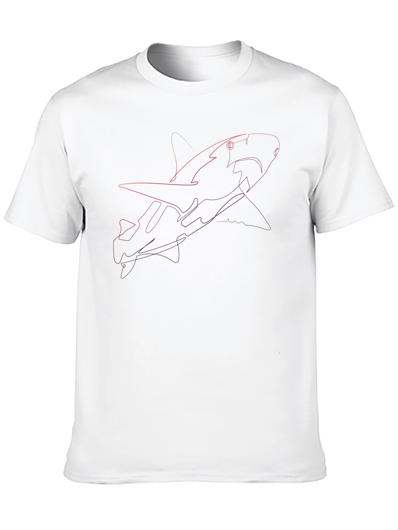Shark Line Art T-Shirt - Casual Black Tee
