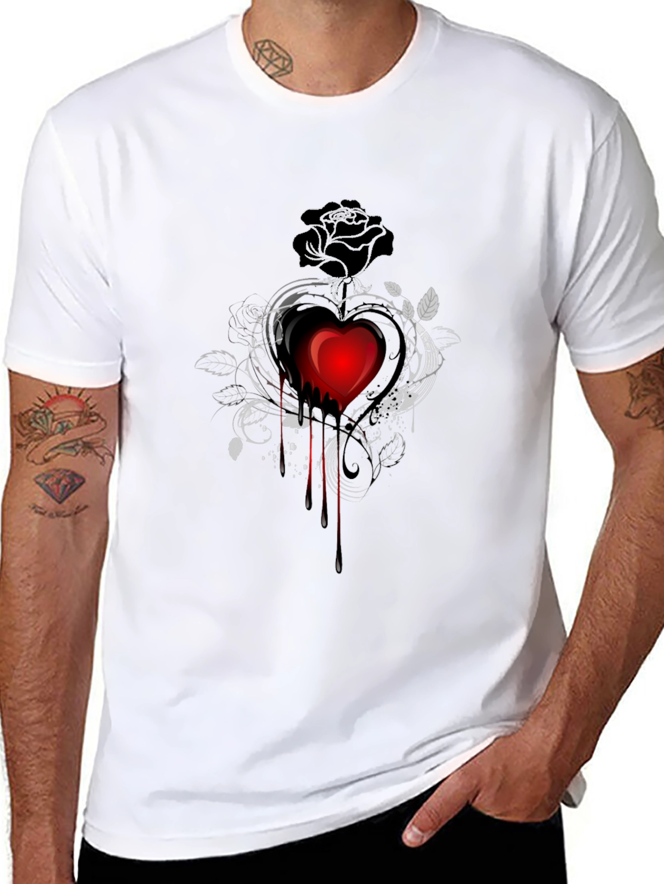 Gothic Rose & Bleeding Heart Graphic Tee