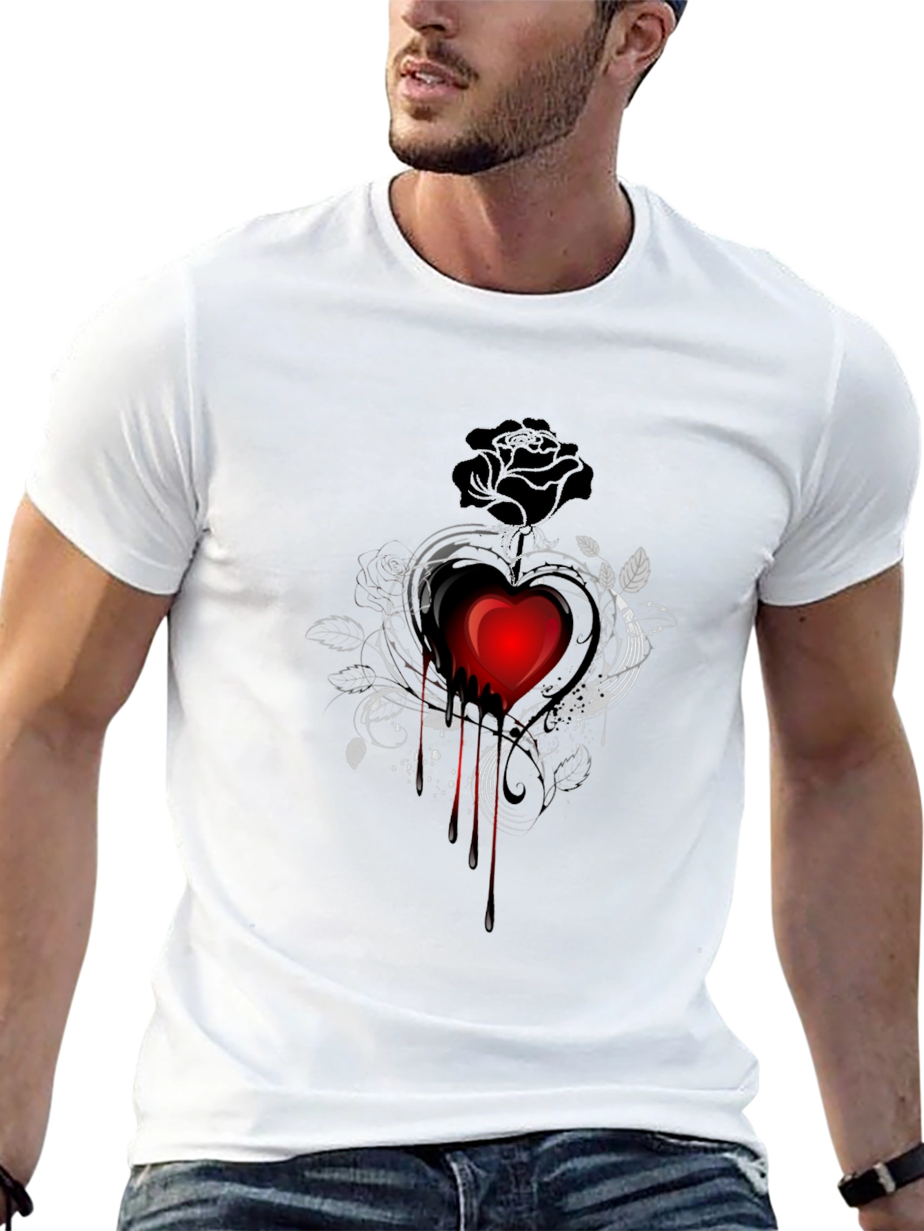 Gothic Rose & Bleeding Heart Graphic Tee