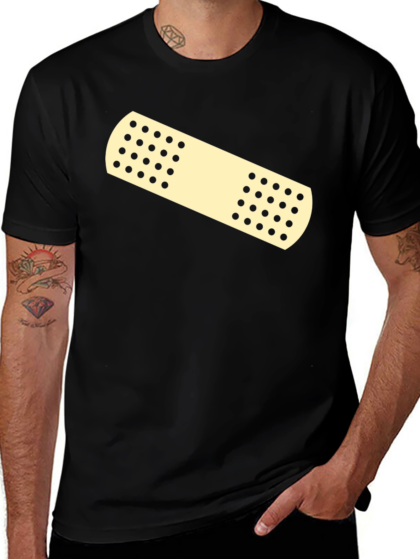 Novelty Band-Aid Graphic Tee - Casual Comfort