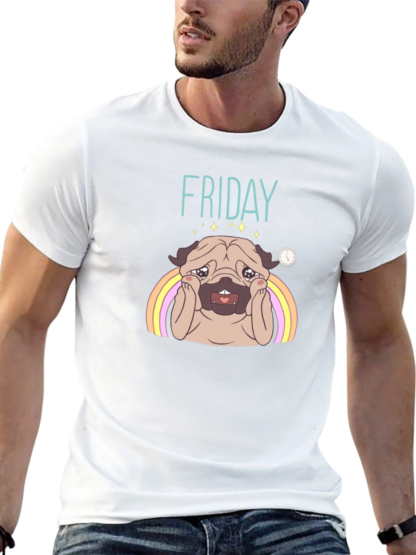 Friday Pug Graphic T-Shirt - Black