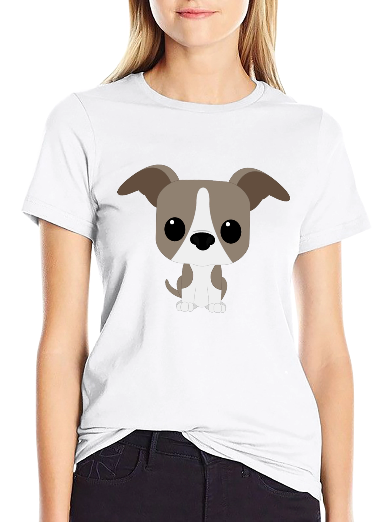 Cartoon Dog Graphic Tee - Black T-Shirt