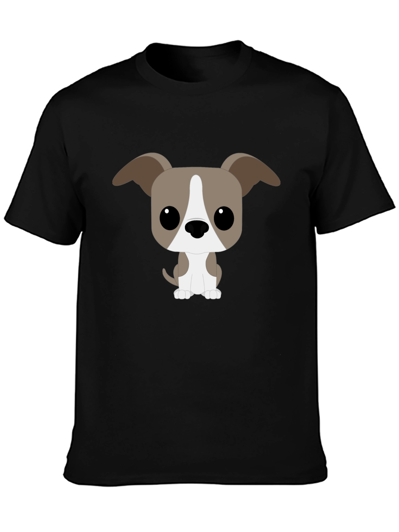 Cartoon Dog Graphic Tee - Black T-Shirt