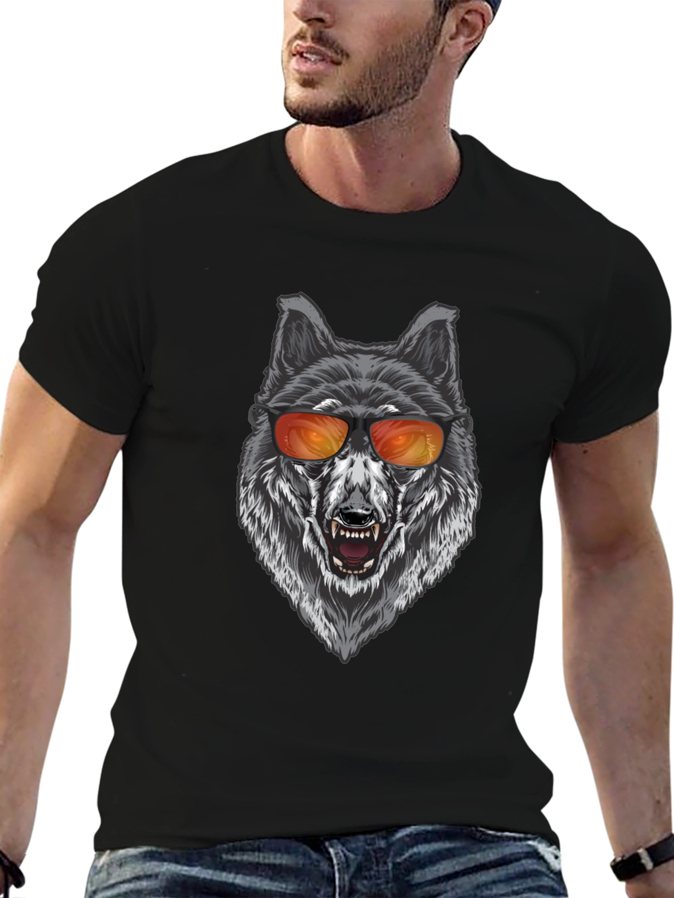 Cool Wolf Graphic T-Shirt - Black
