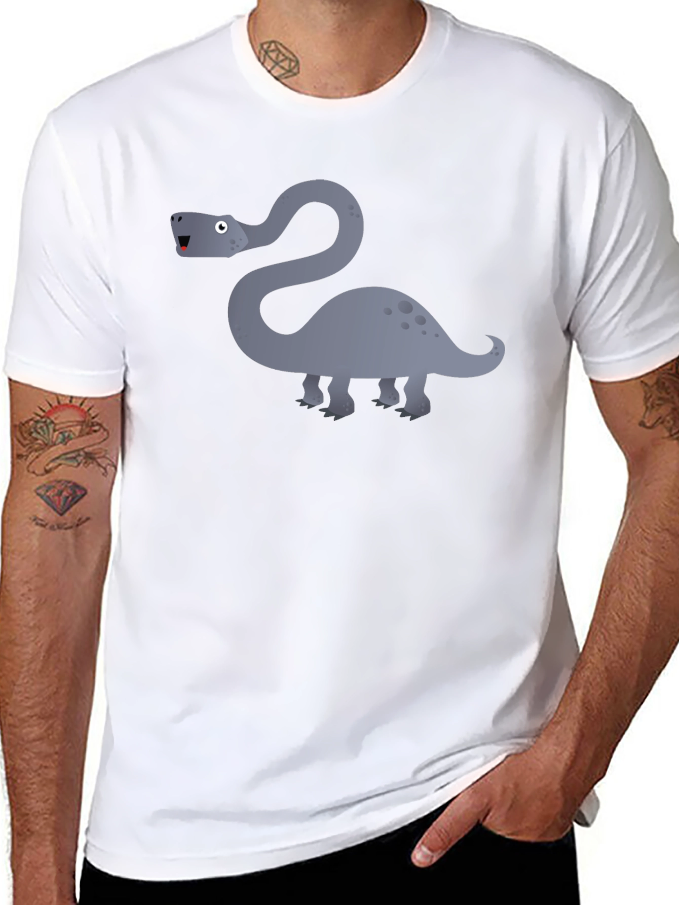 Dinosaur Graphic Tee - Black Cotton T-Shirt