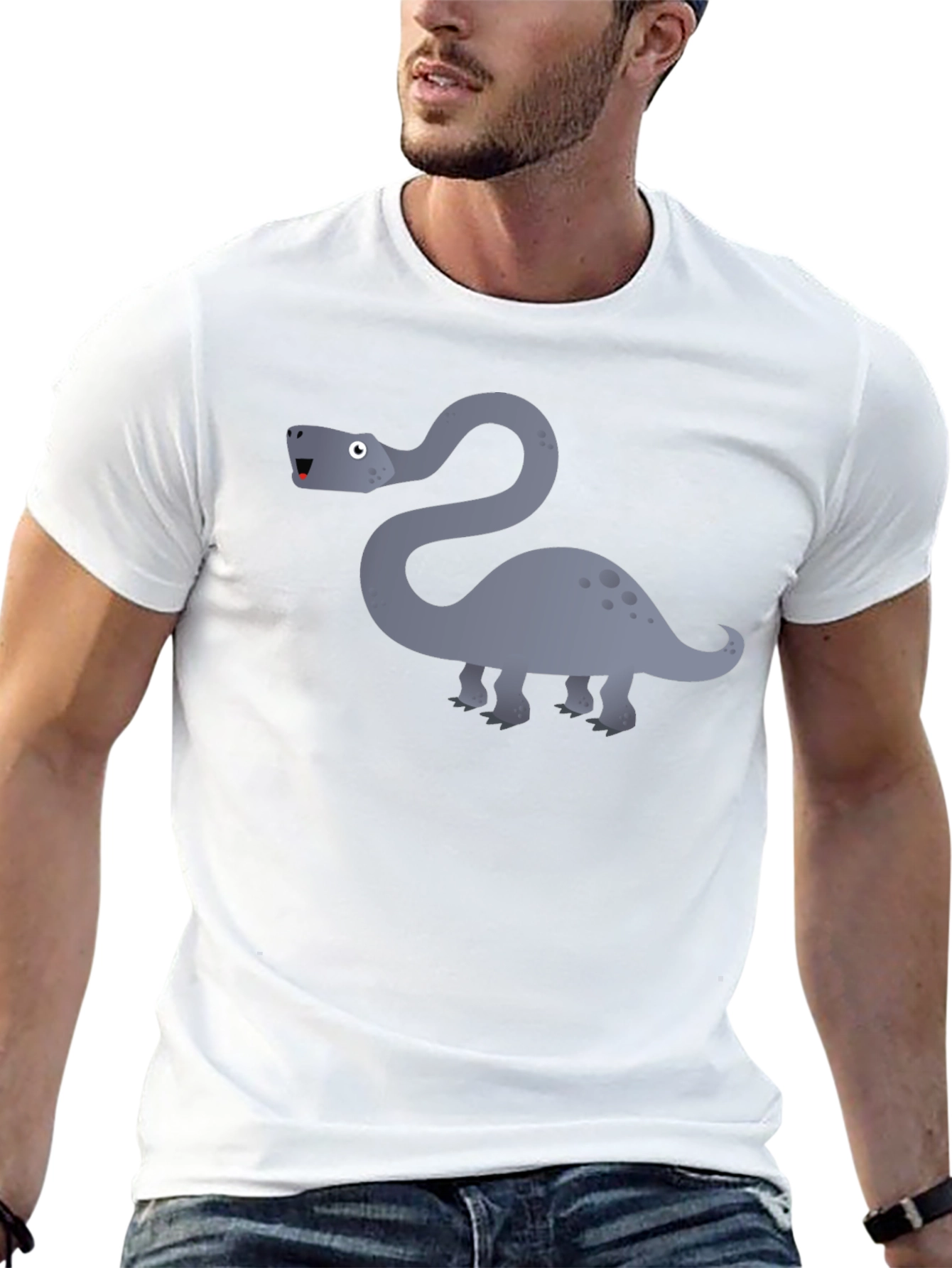Dinosaur Graphic Tee - Black Cotton T-Shirt