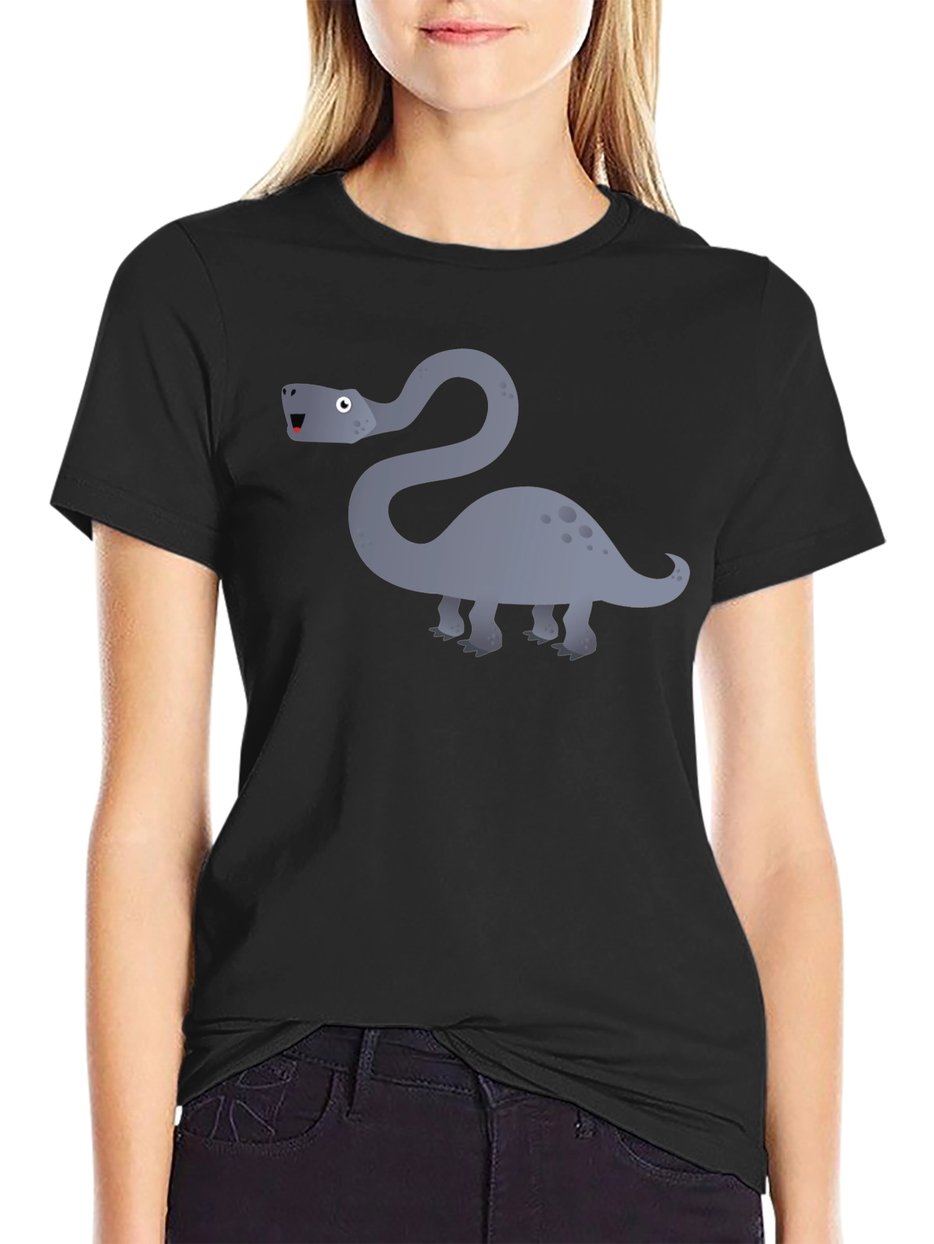 Dinosaur Graphic Tee - Black Cotton T-Shirt