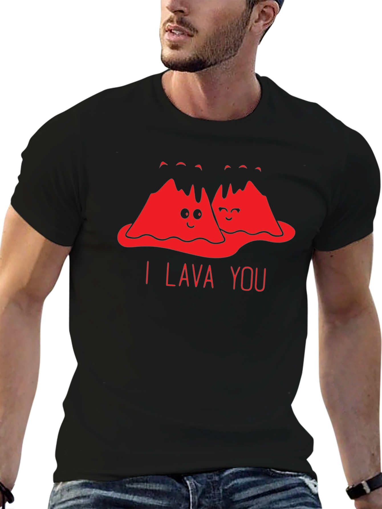 I Lava You Funny Graphic T-Shirt - Black