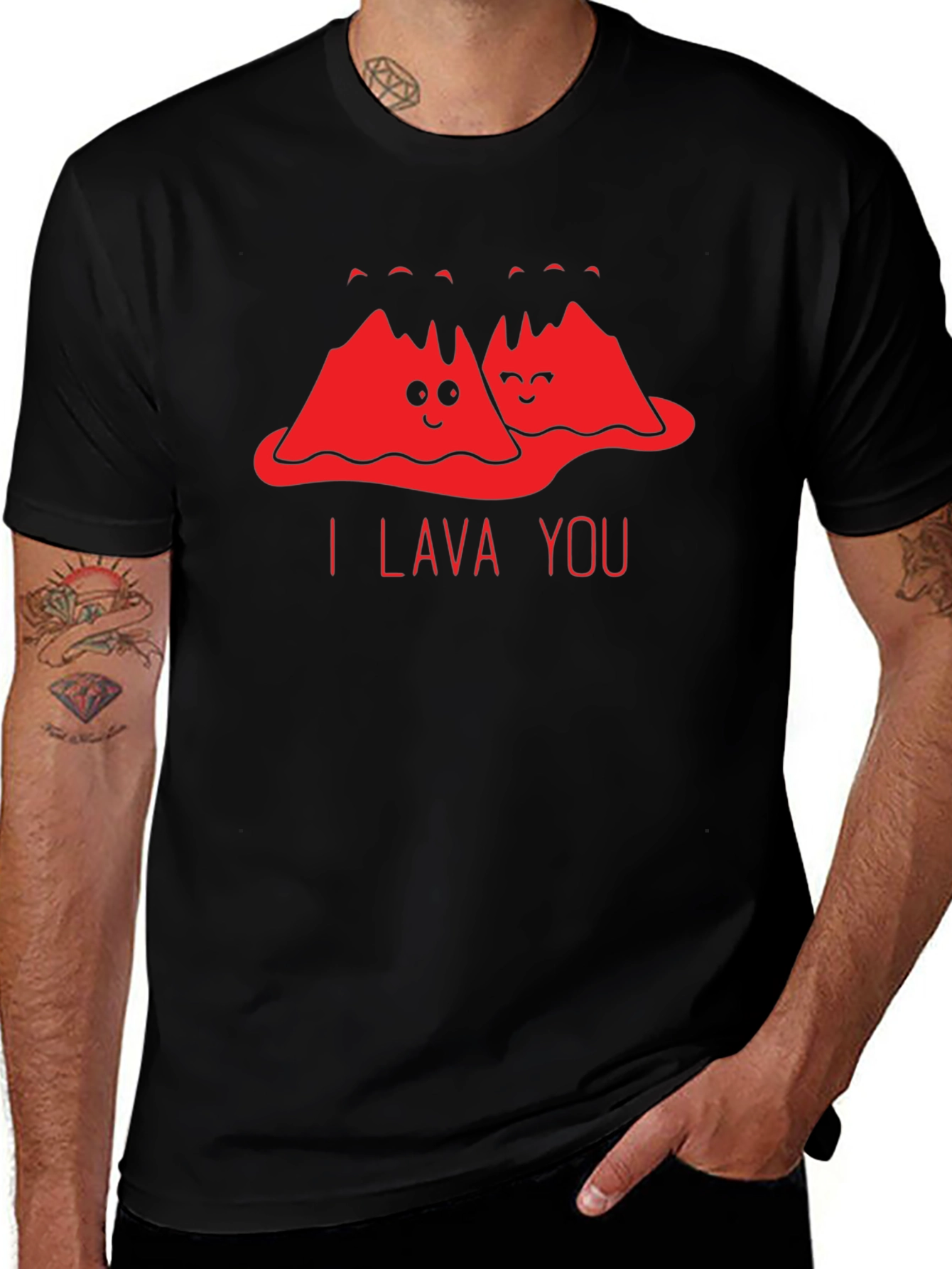 I Lava You Funny Graphic T-Shirt - Black