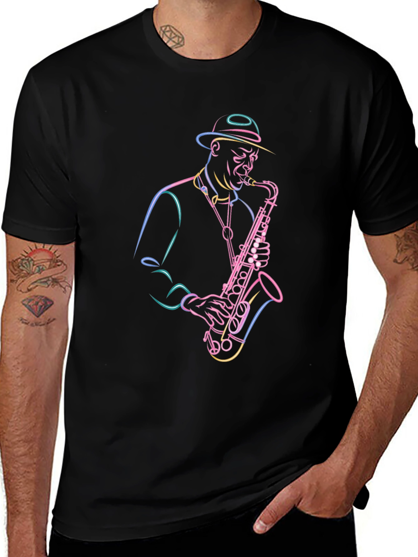 Neon Sax Player Graphic Tee