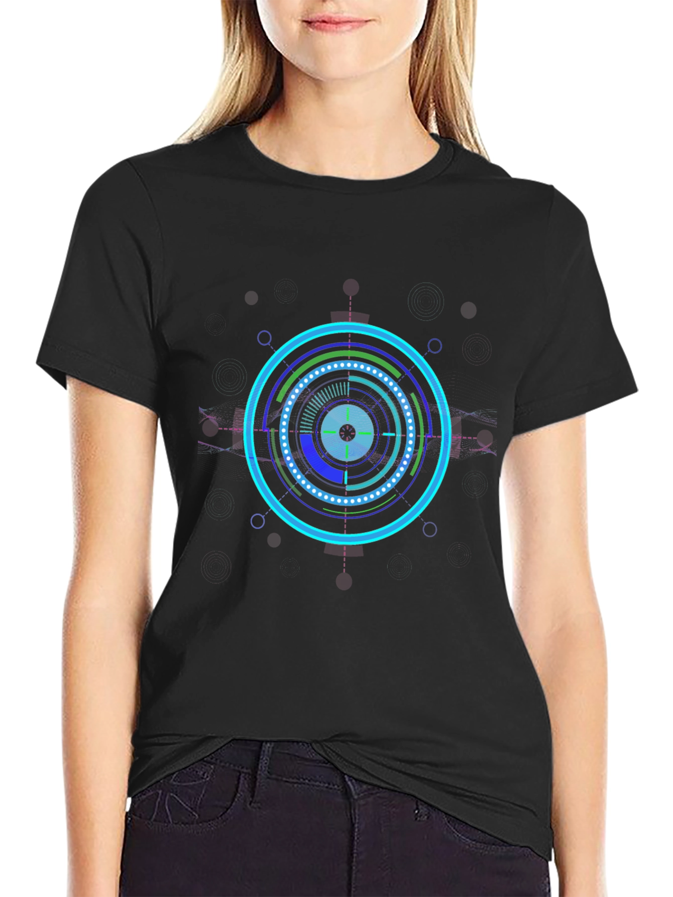 Cyberpunk Circle Graphic Tee - Black