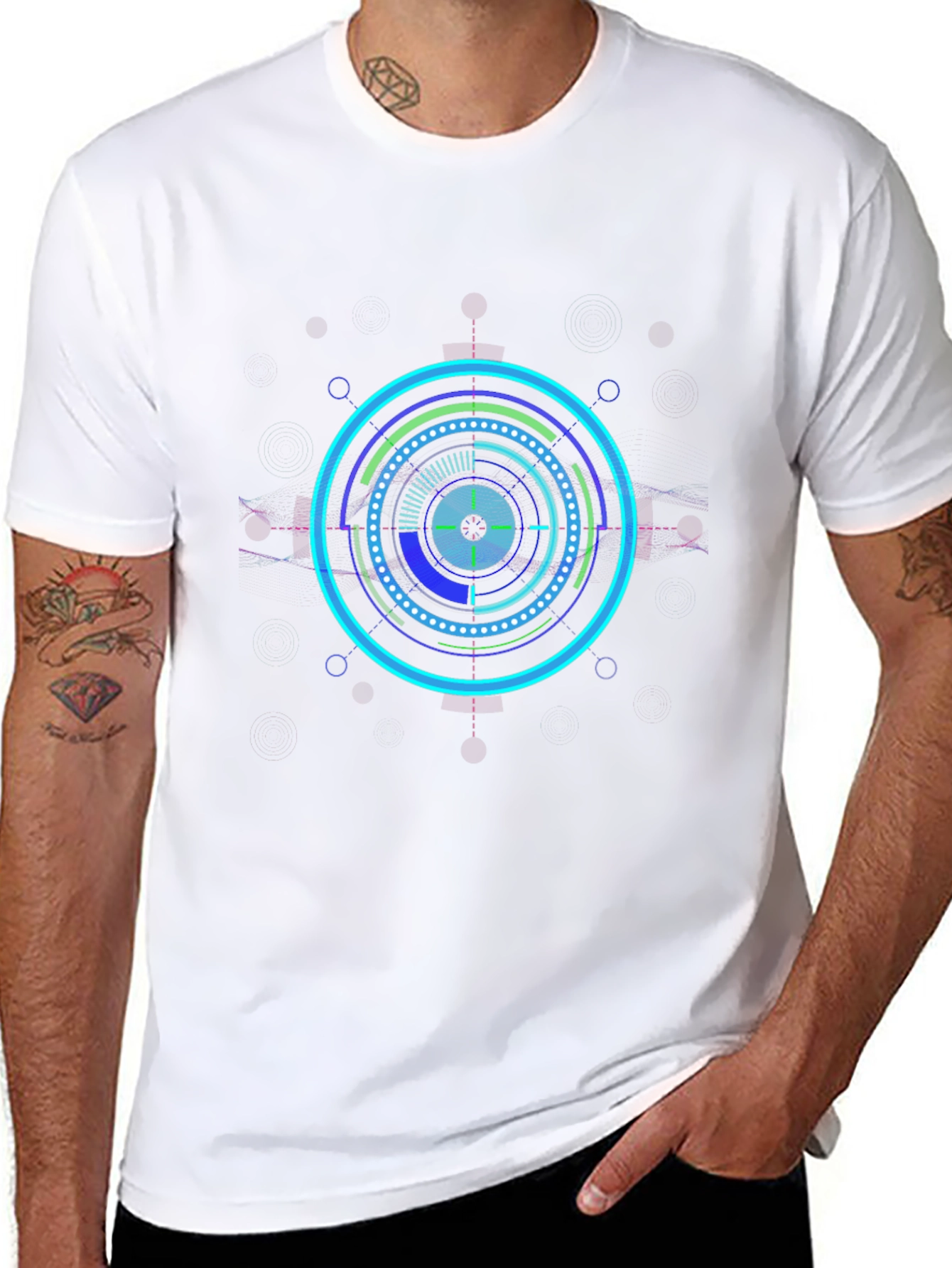 Cyberpunk Circle Graphic Tee - Black