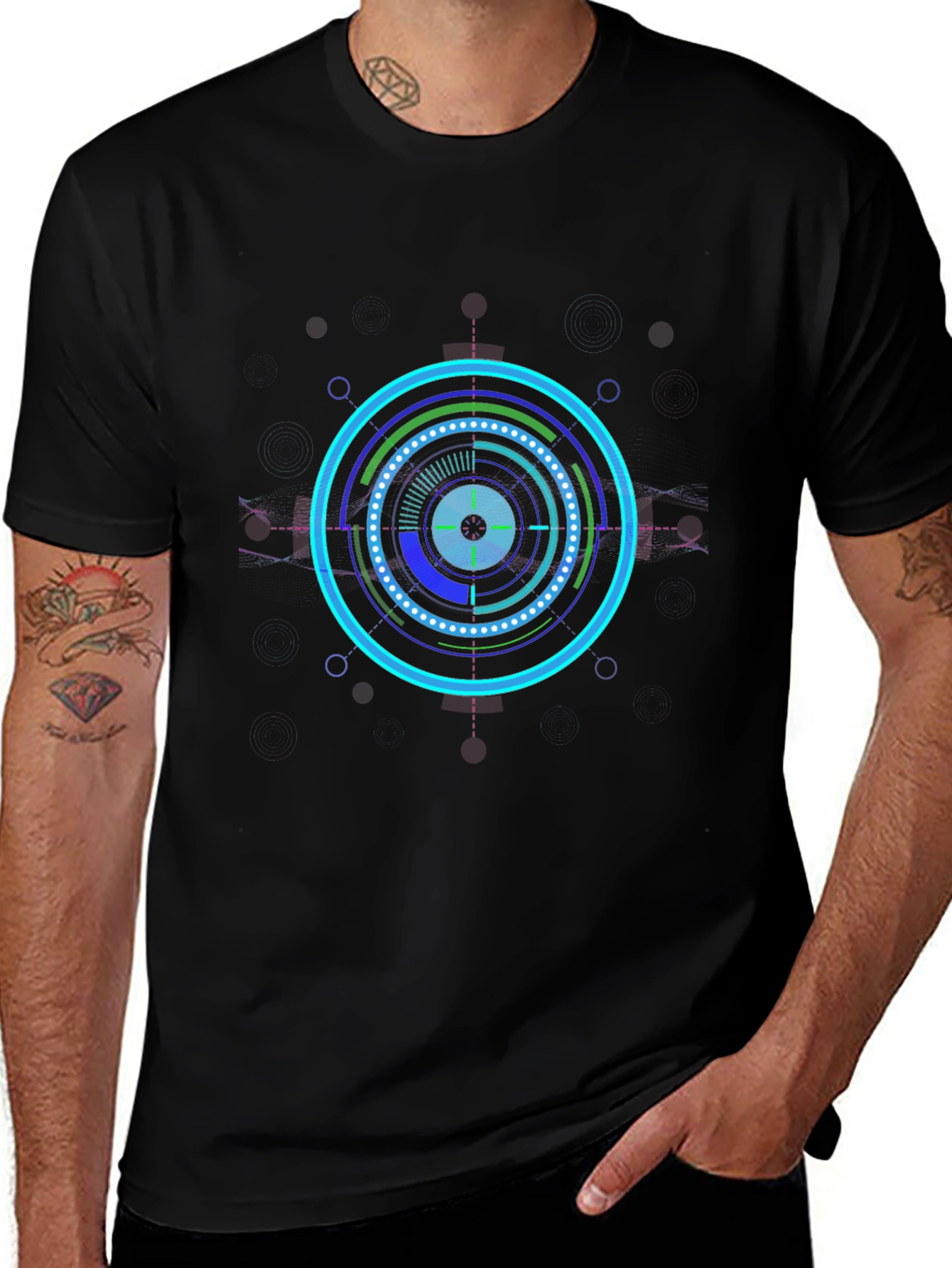 Cyberpunk Circle Graphic Tee - Black