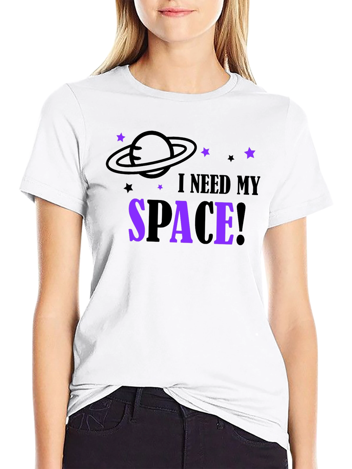 I Need My Space Graphic T-Shirt - Black