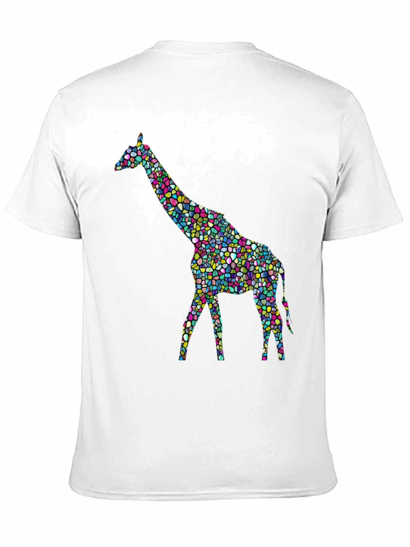 Mosaic Giraffe Graphic Tee - Stylish Black T-Shirt